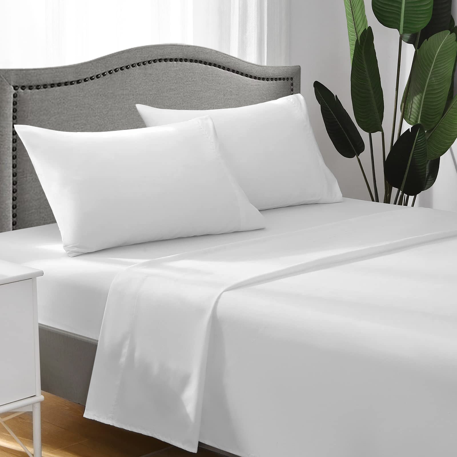Hotel Linen Klub Bed Sheet Set – 100% Cotton 280 TC Sateen - Solid – White
