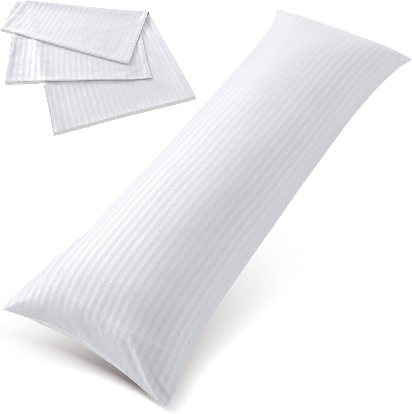 Hotel Linen Klub Long Body 1Pc Stripe Pillowcase - 100% Microfiber with envelope closure, Soft and Durable Quality, Size : 45 x 125cm, White
