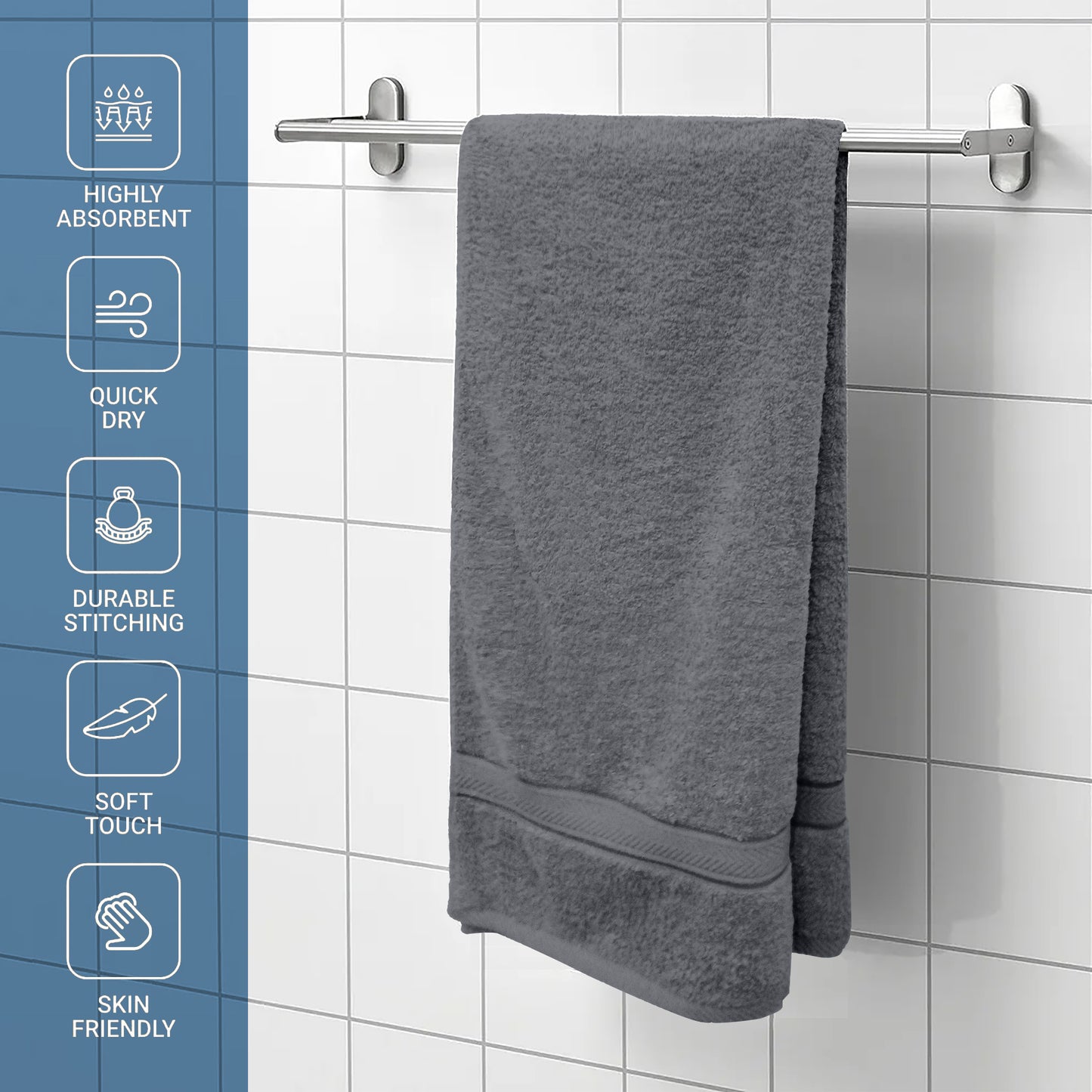 Grey 2 Pcs Set Hand Towel