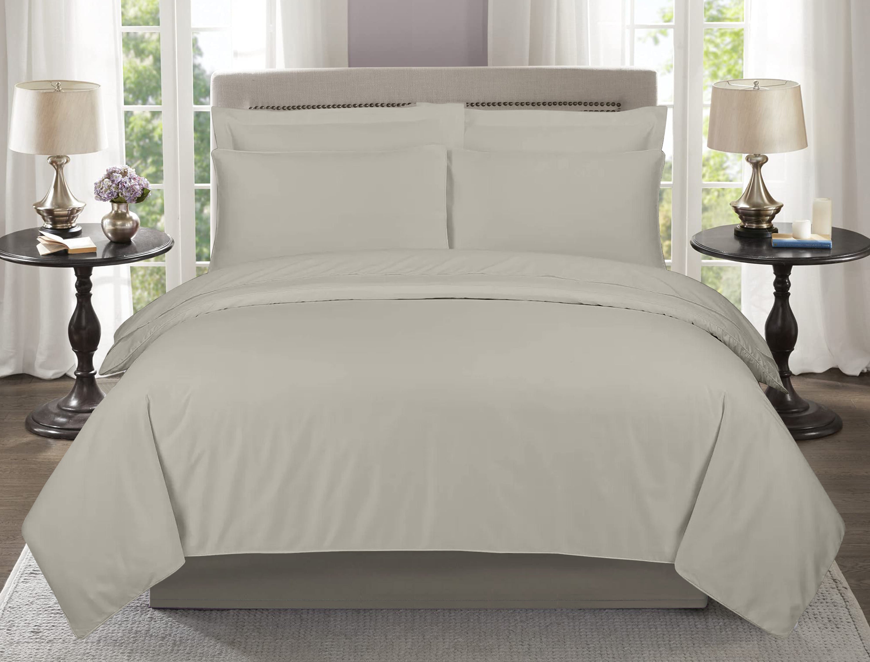 Hotel Linen Klub Duvet Cover Set – 280 TC Cotton, Long Staple Sateen – Stone
