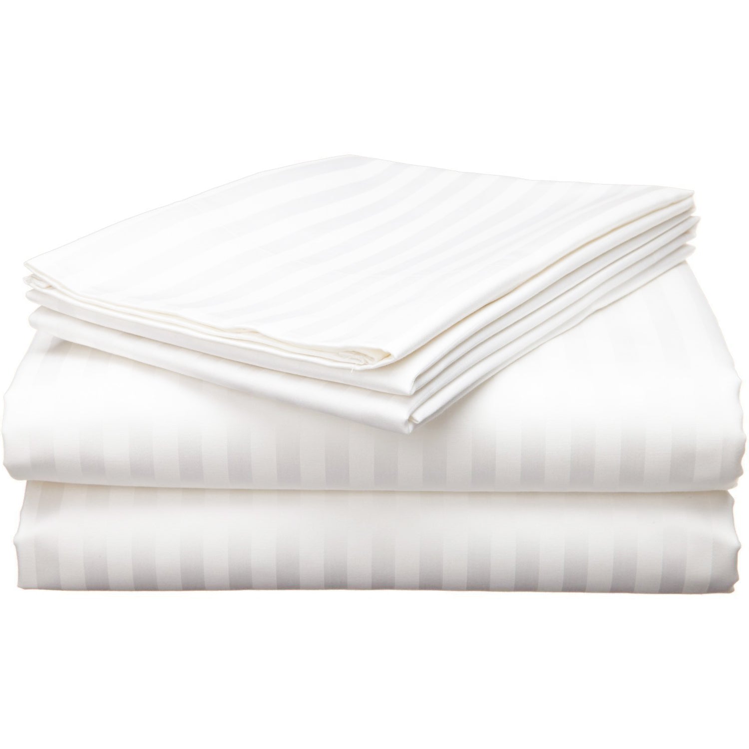 Hotel Linen Klub Bed Sheet Set – 3-Piece 300 TC 100% Cotton Stripe Sateen - White