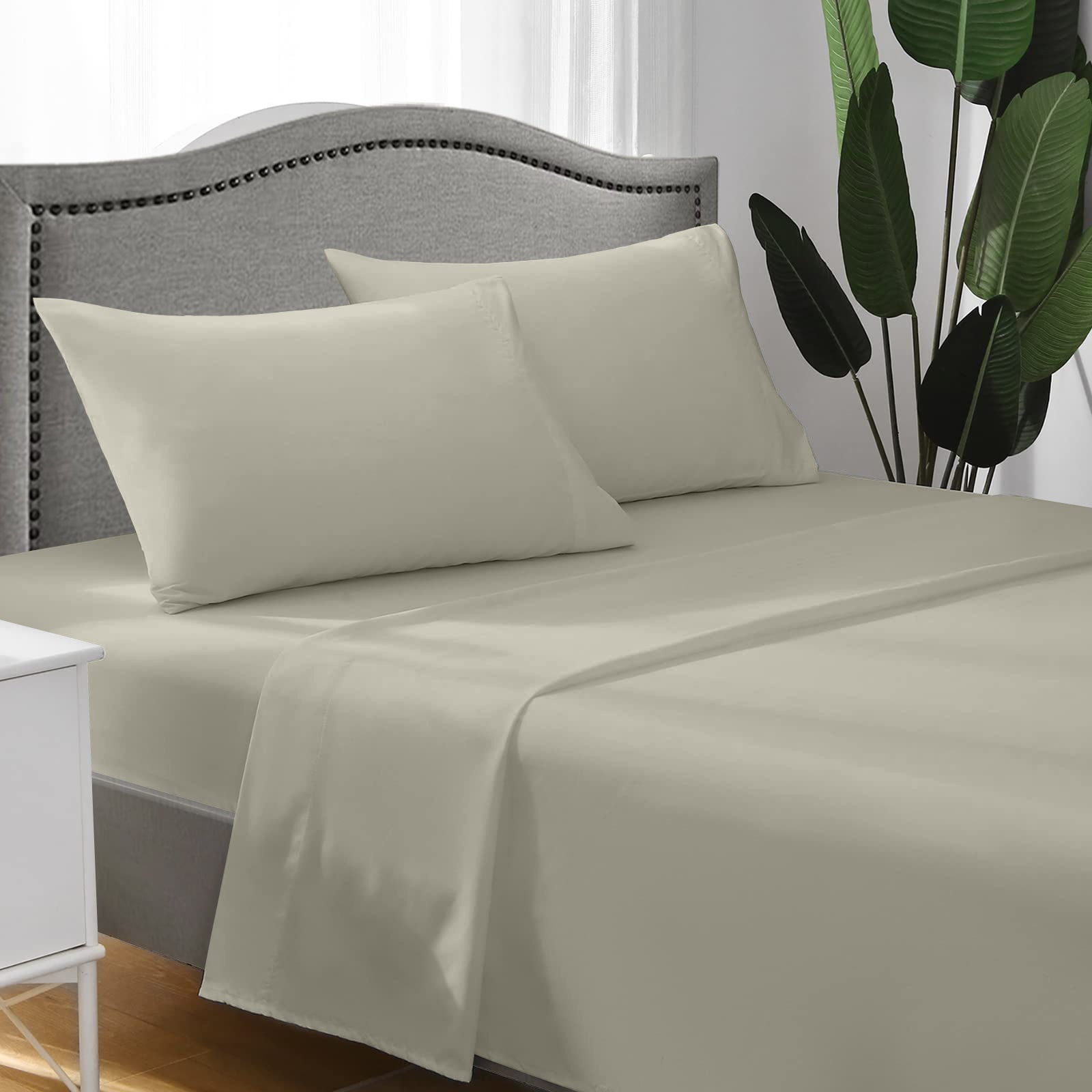 Hotel Linen Klub Bed Sheet Set – 100% Cotton 280 TC Sateen – Stone