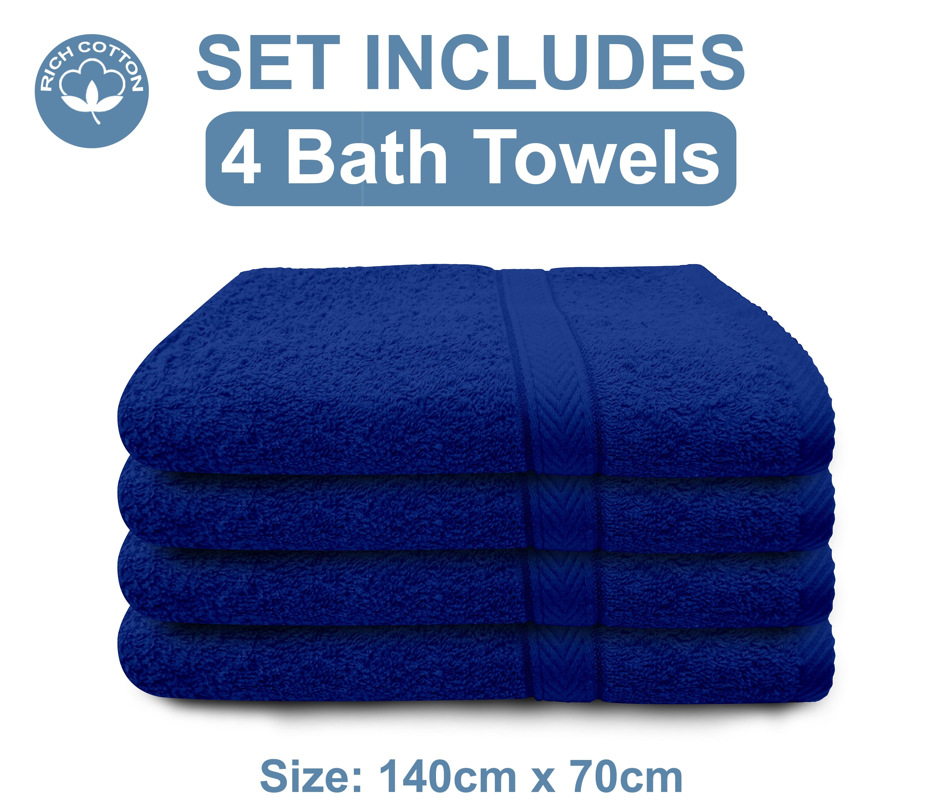 Towel Set Bright Blue Towels Superior 800 GSM Egyptian Cotton