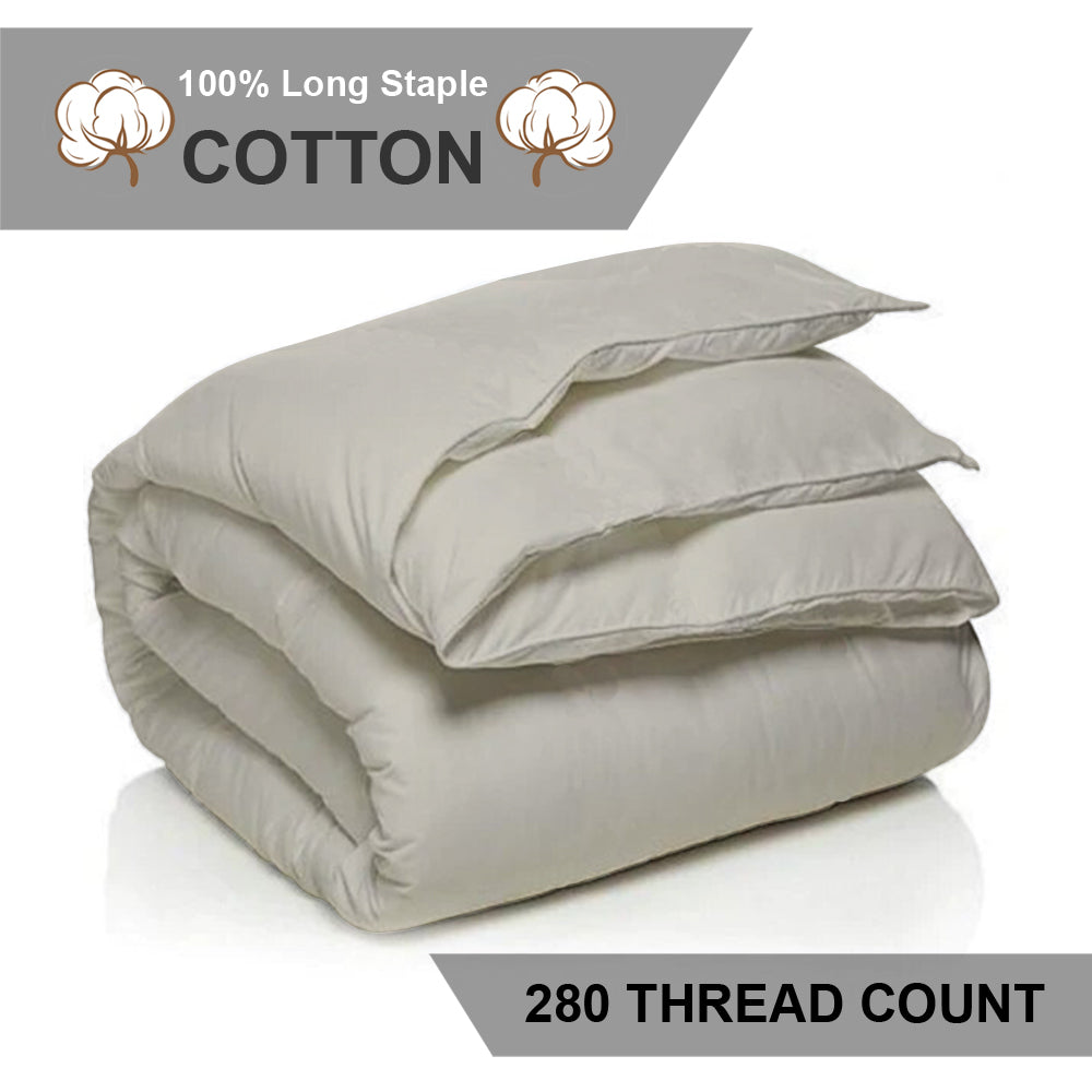 Hotel Linen Klub Duvet Cover Set – 280 TC Cotton, Long Staple Sateen – Stone