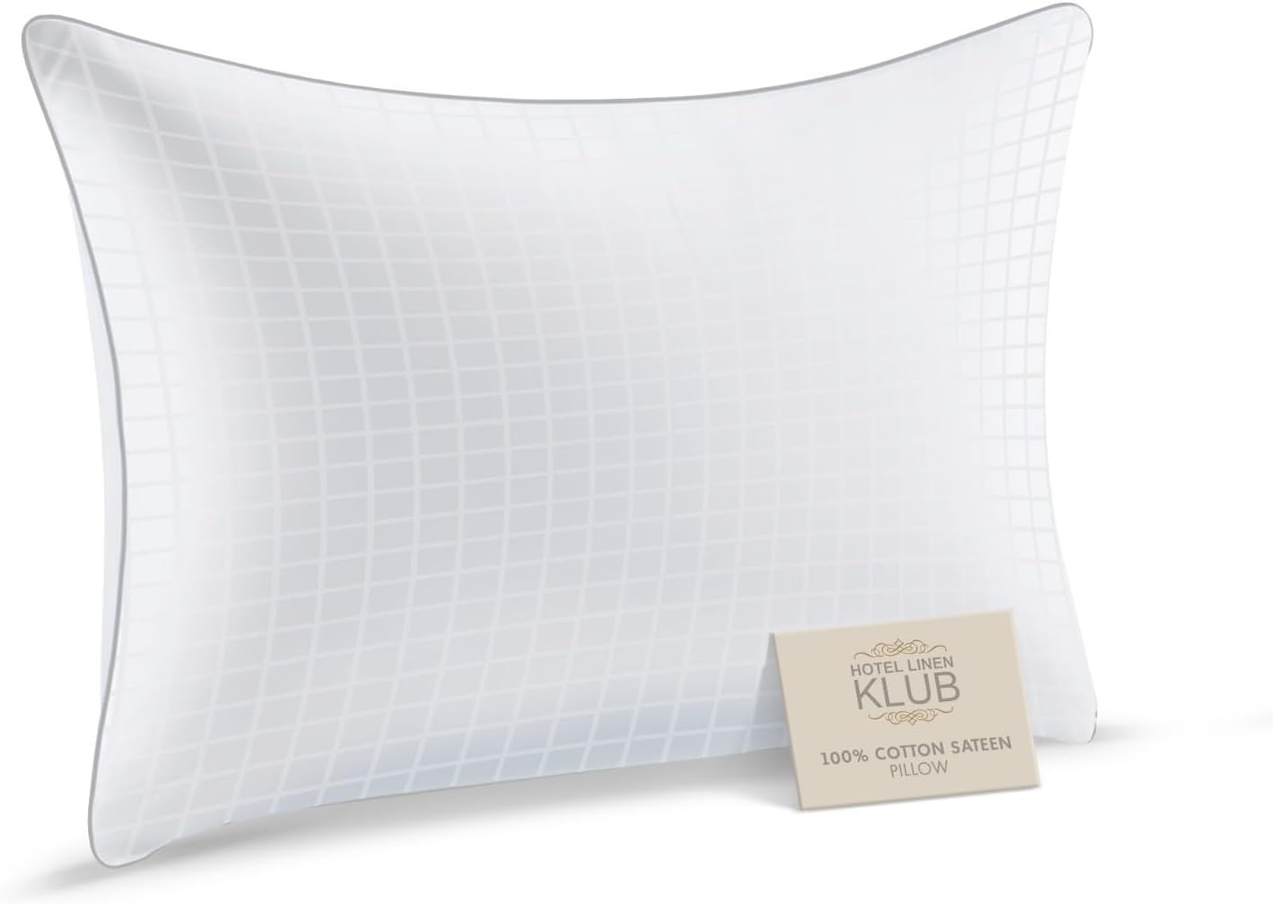 Hotel Linen Klub Sateen Cotton Pillow – 250 TC with Single Piping – White