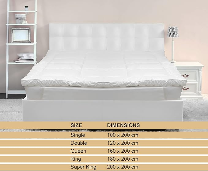 Hotel Linen Klub Luxury Mattress Topper – 233TC Cotton 100% Downproof, 500 GSM Fill – White