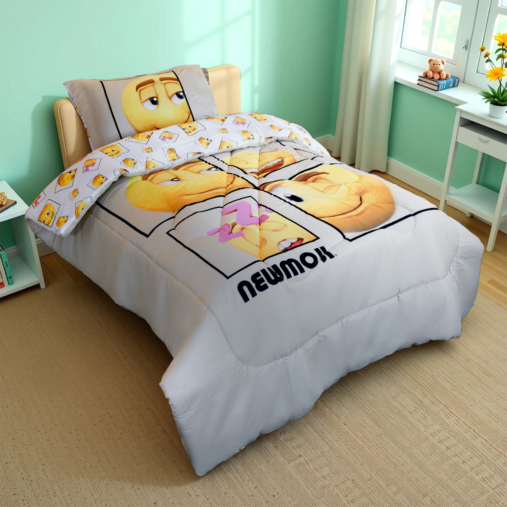 Kidz Klub 2-Piece Kids Emoji Smiley Comforter Set (160x220cm)