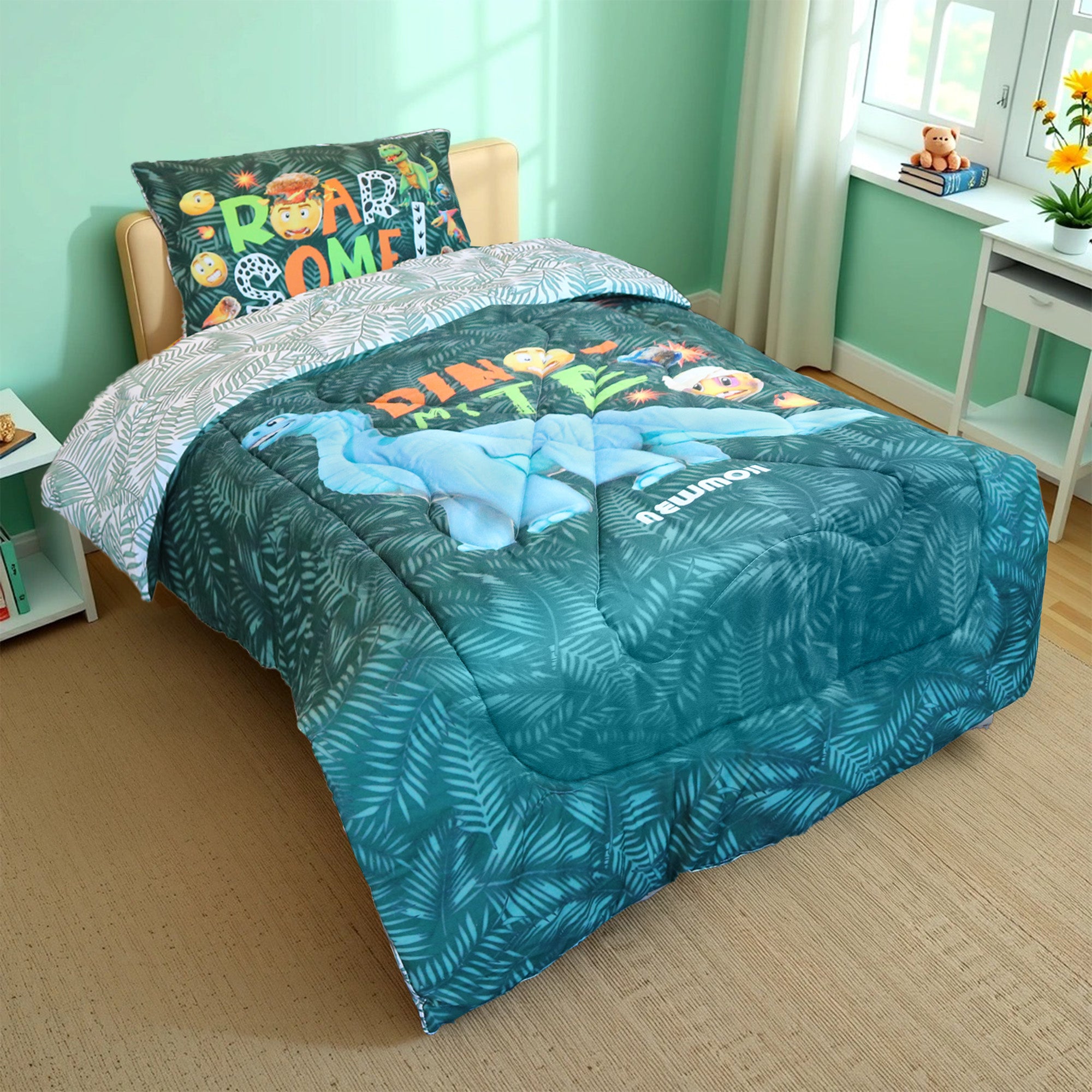 Kidz Klub 2-Piece Kids Dinomite Smiley Comforter Set (135 x 220cm)