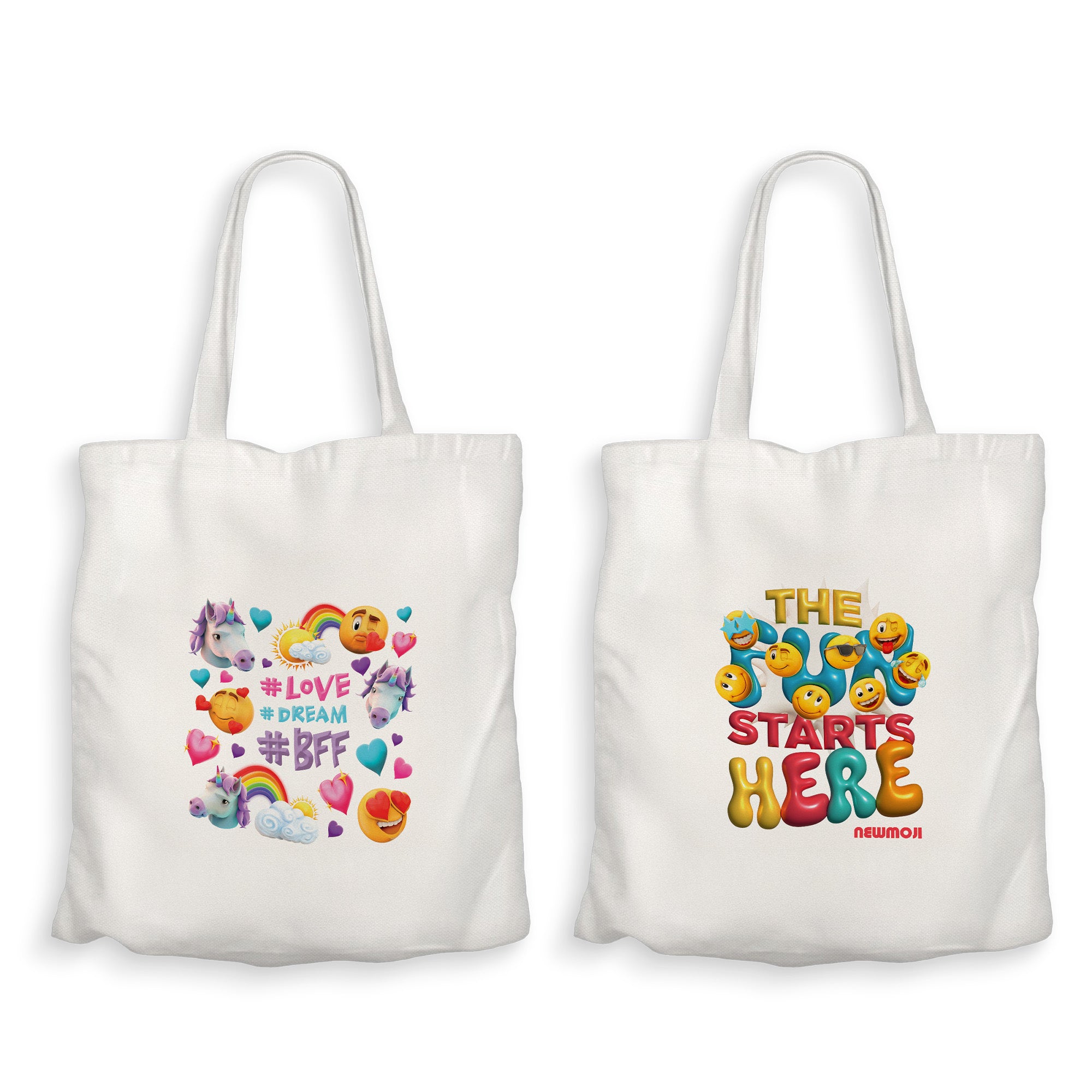 Kidz Klub Cotton Tote bag 40x40 Newmoji design - Pack of 2 - #Love & Fun Starts Here