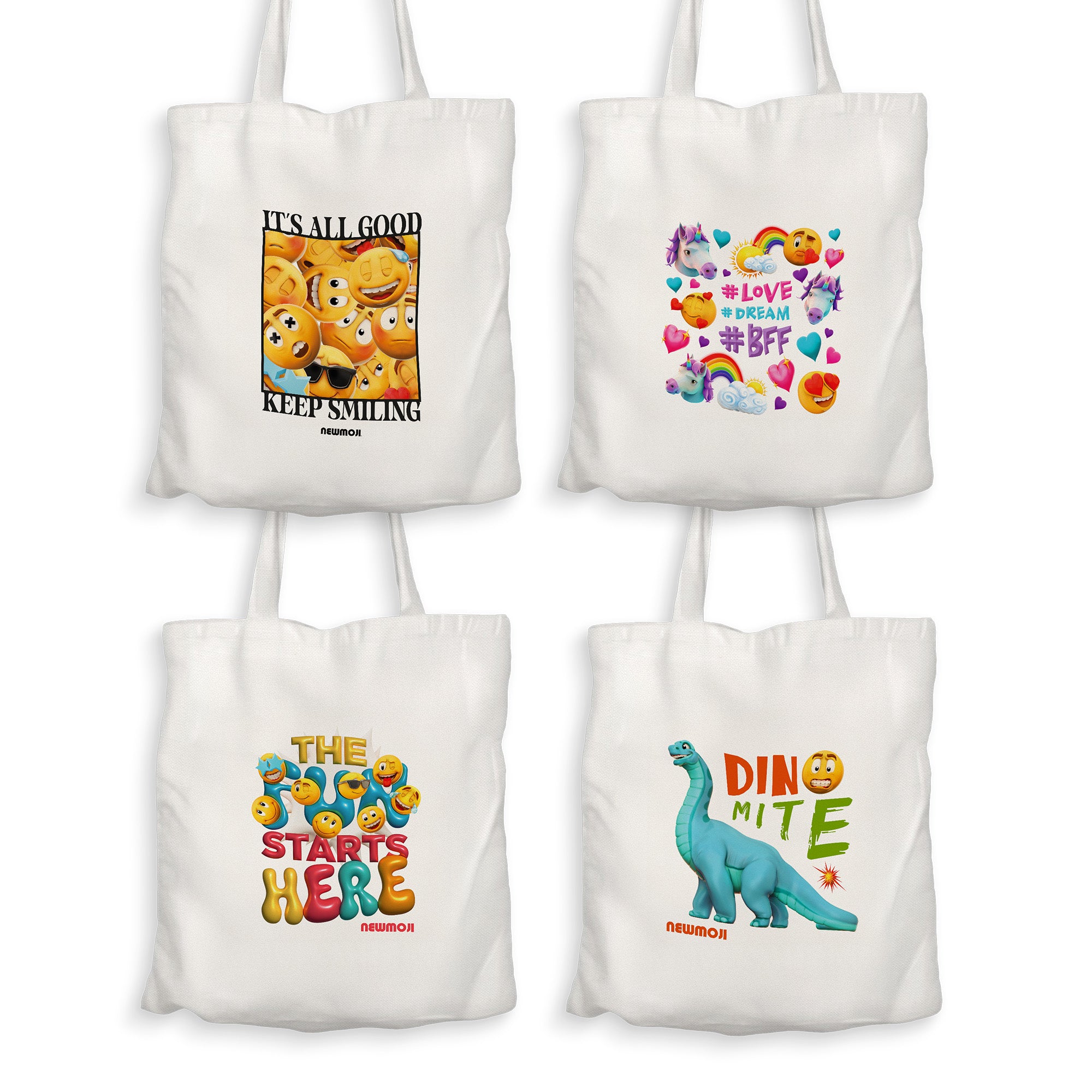 Kidz Klub Cotton Tote bag 40x40 Newmoji design - Pack of 4
