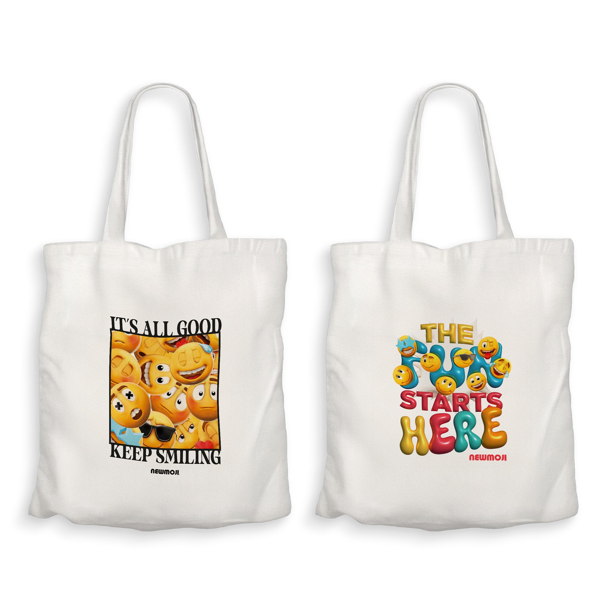 Kidz Klub Cotton Tote bag 40x40 Newmoji design - Pack of 2 - It's All Good & Fun Starts Here