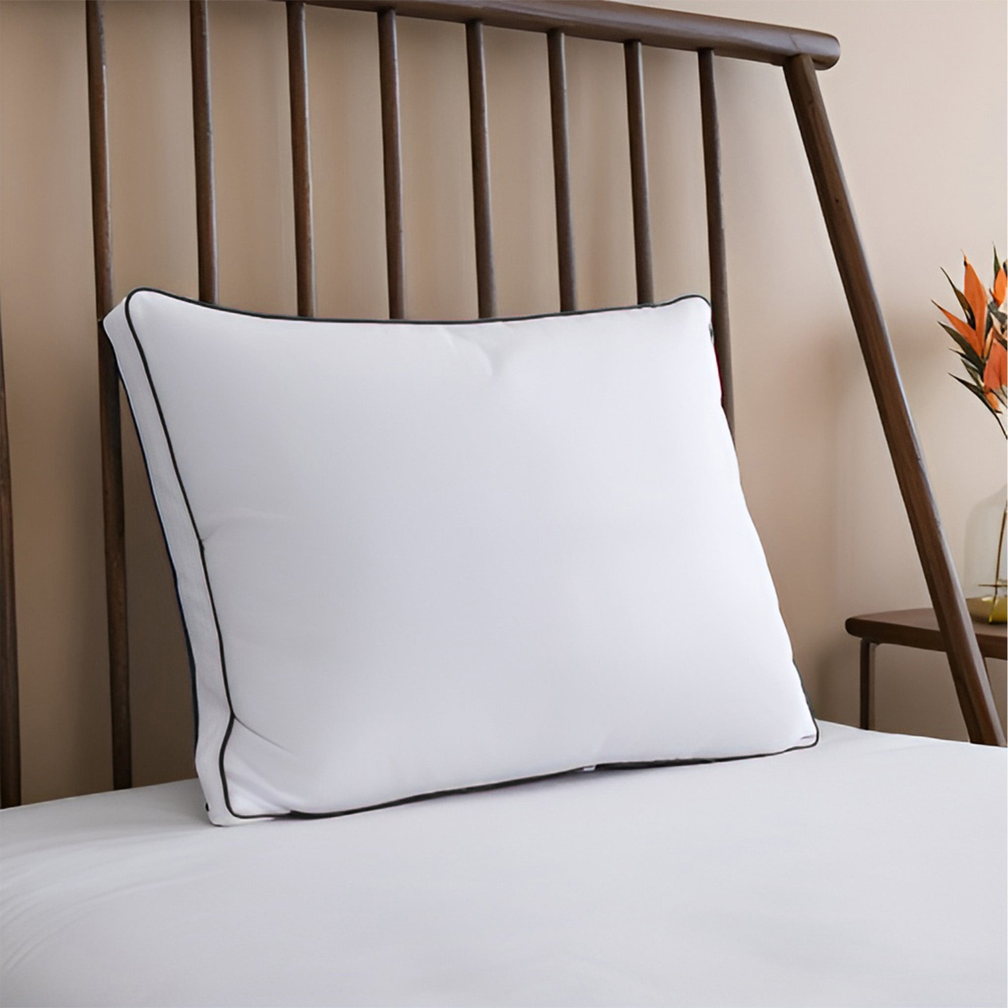 Hotel Linen Klub Down-Proof Double-Piped Pillow – 233 TC Cotton Cover, Microfiber Fill – White