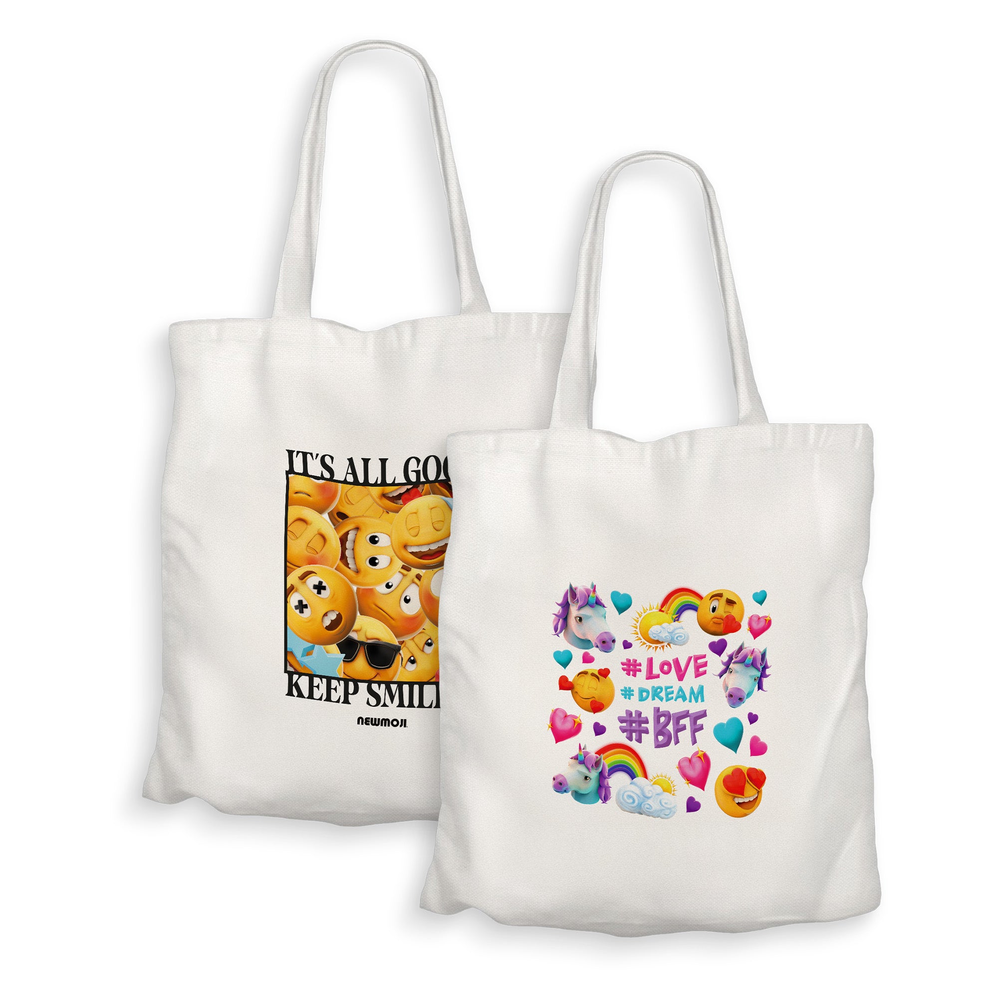 Kidz Klub Cotton Tote bag 40x40 Newmoji design - Pack of 2 - It's All Good & #Love