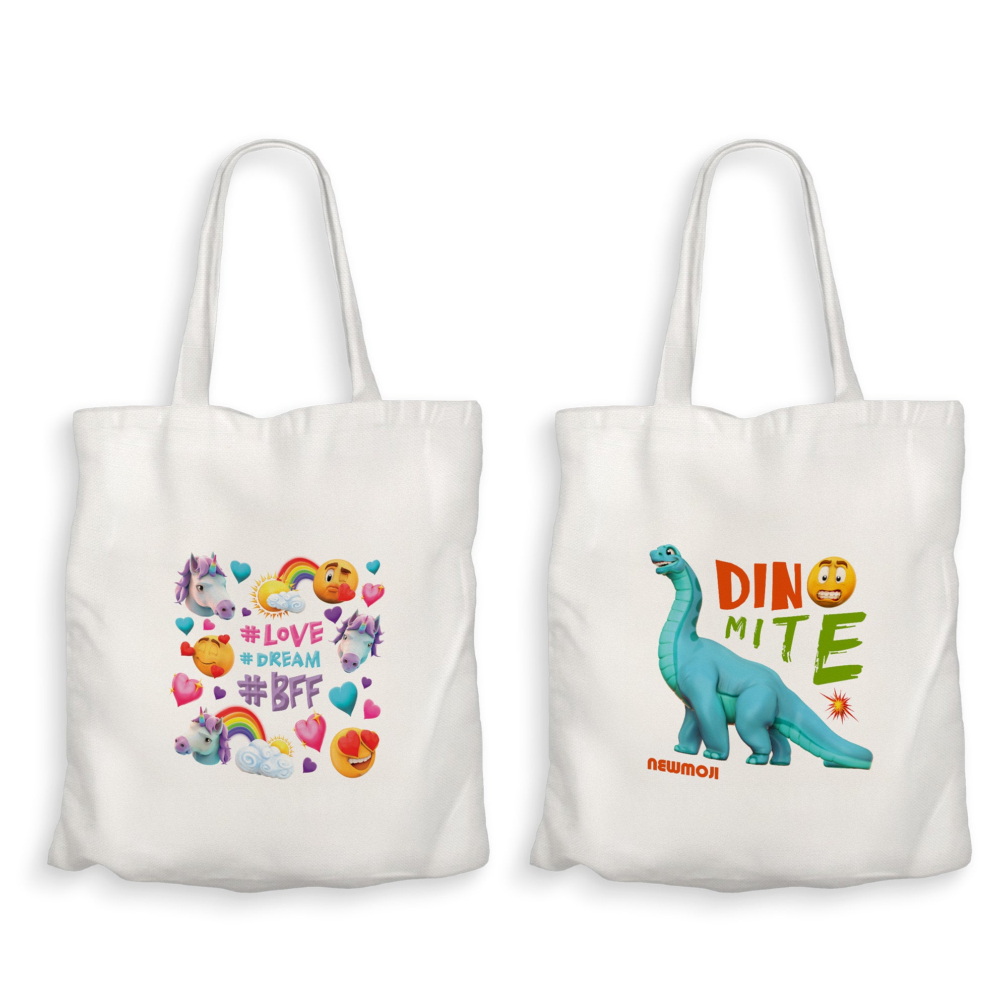 Kidz Klub Cotton Tote bag 40x40 Newmoji design - Pack of 2 - #Love & Dinomite