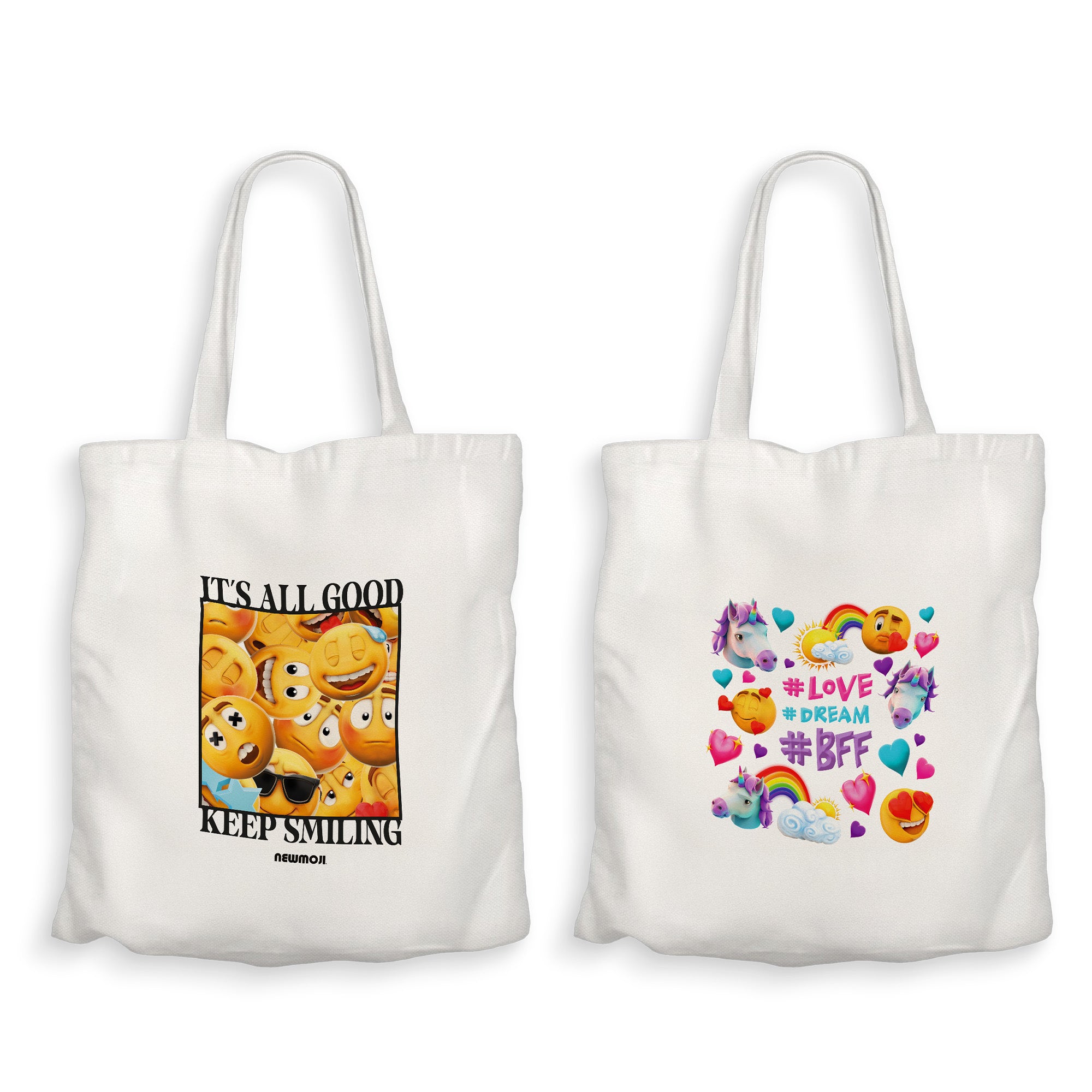 Kidz Klub Cotton Tote bag 40x40 Newmoji design - Pack of 2 - It's All Good & #Love