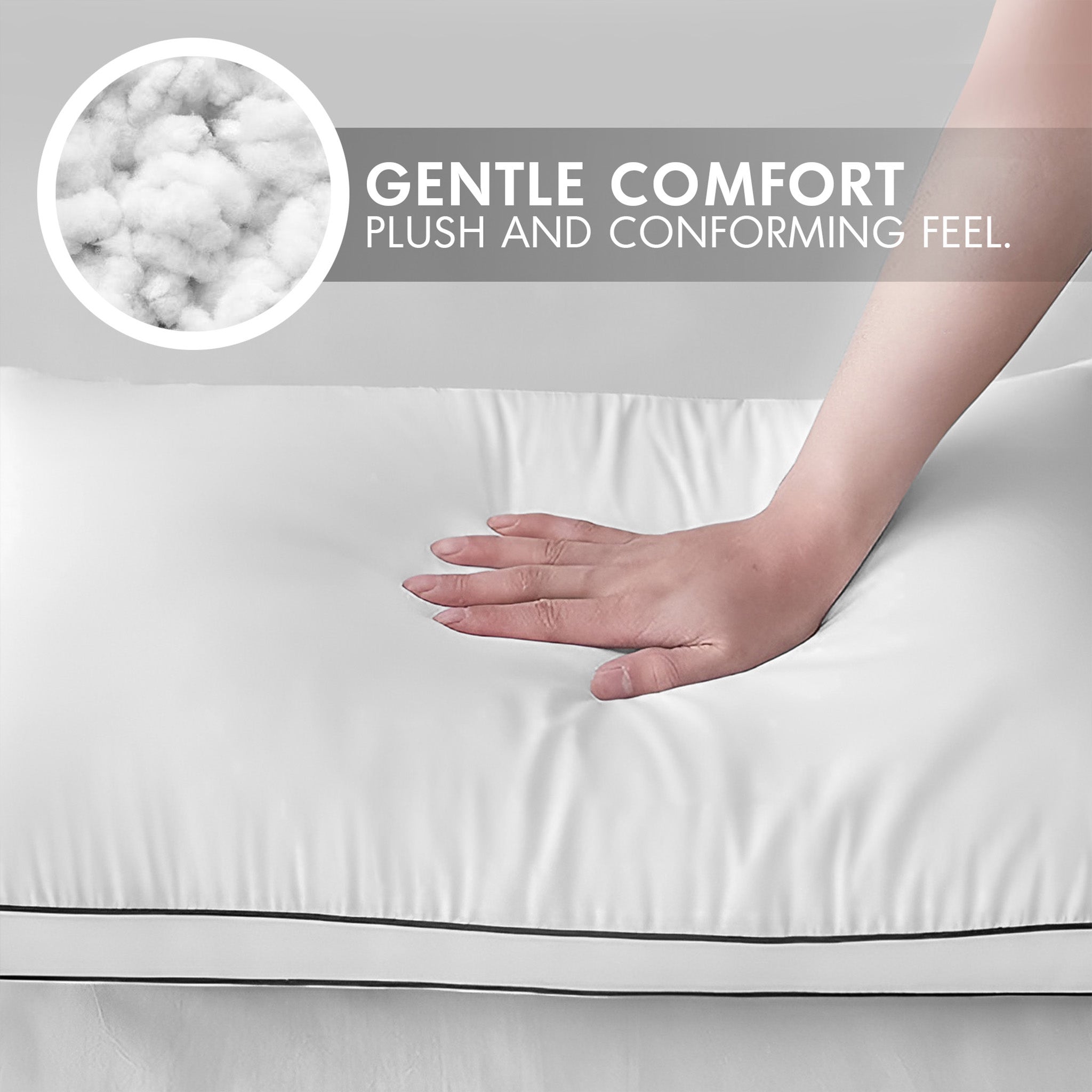 Hotel Linen Klub Down-Proof Double-Piped Pillow – 233 TC Cotton Cover, Microfiber Fill – White