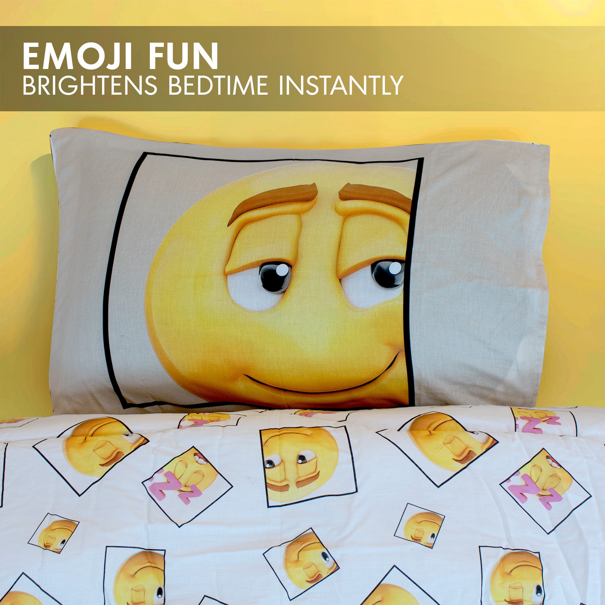 Kidz Klub 2-Piece Kids Emoji Smiley Comforter Set (160x220cm)