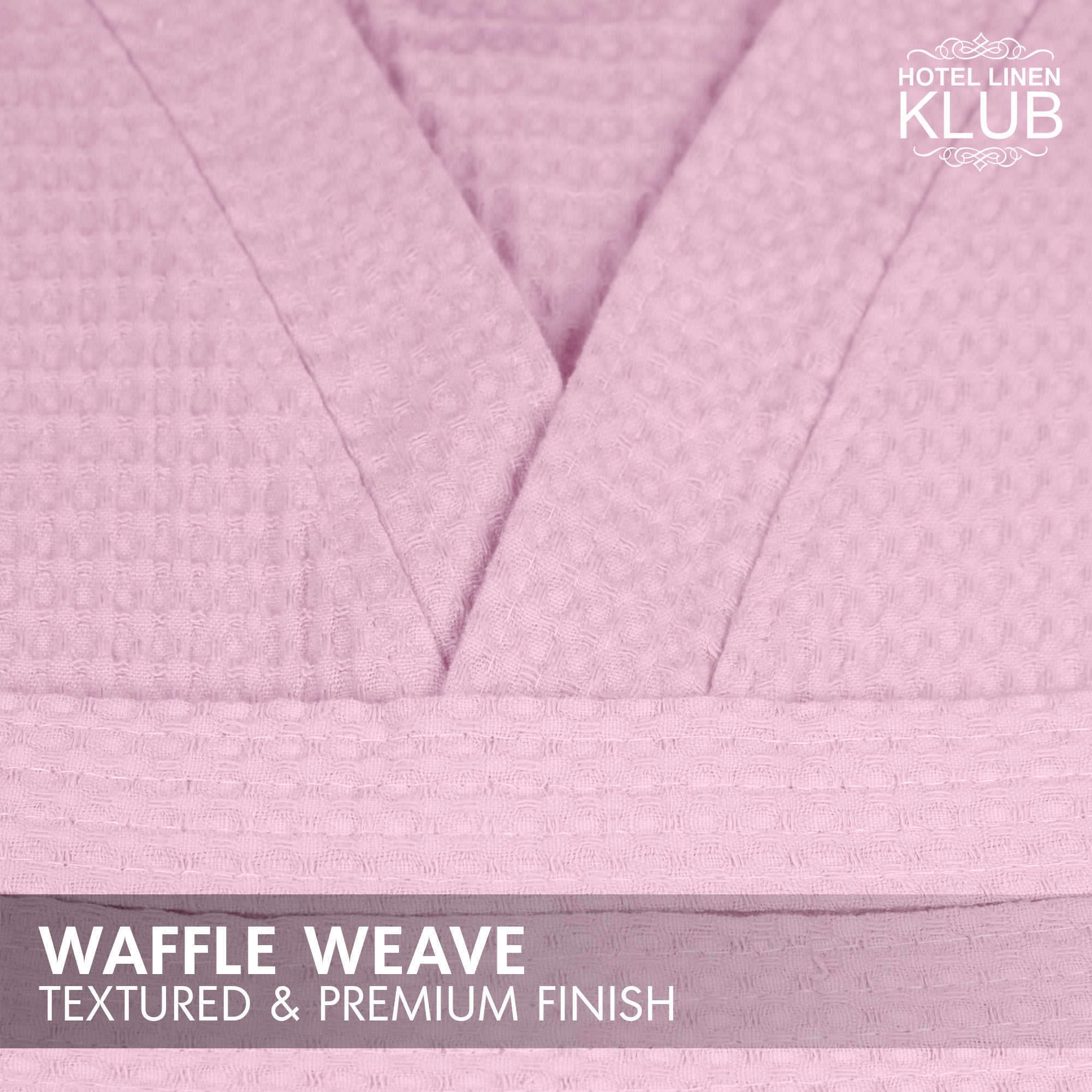 Hotel Linen Klub Cotton Bathrobe Free Size - Unisex Waffle Weave with Belt & Pockets - Pink