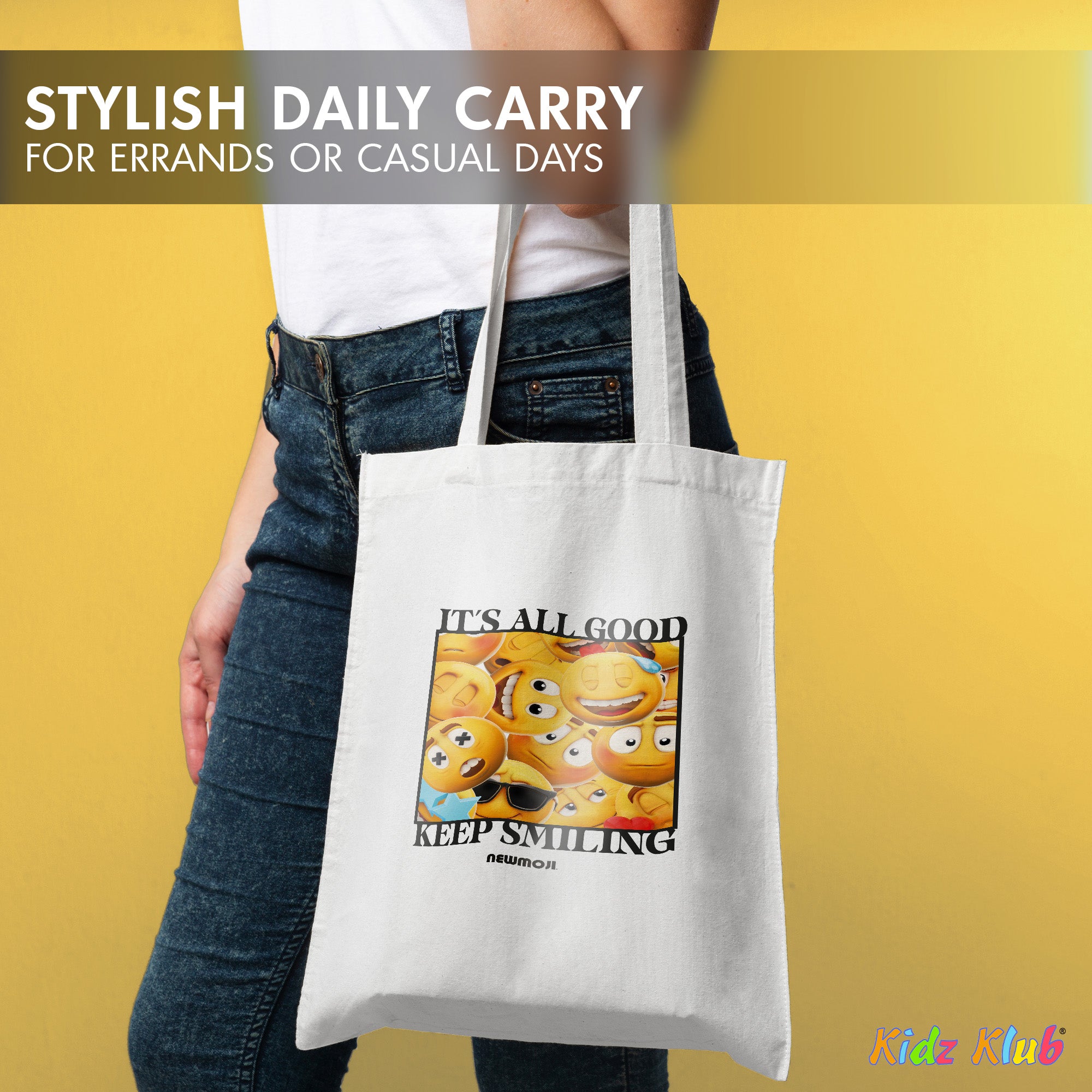 Kidz Klub Cotton Tote bag 40x40 Newmoji design - Pack of 2 - It's All Good & Fun Starts Here