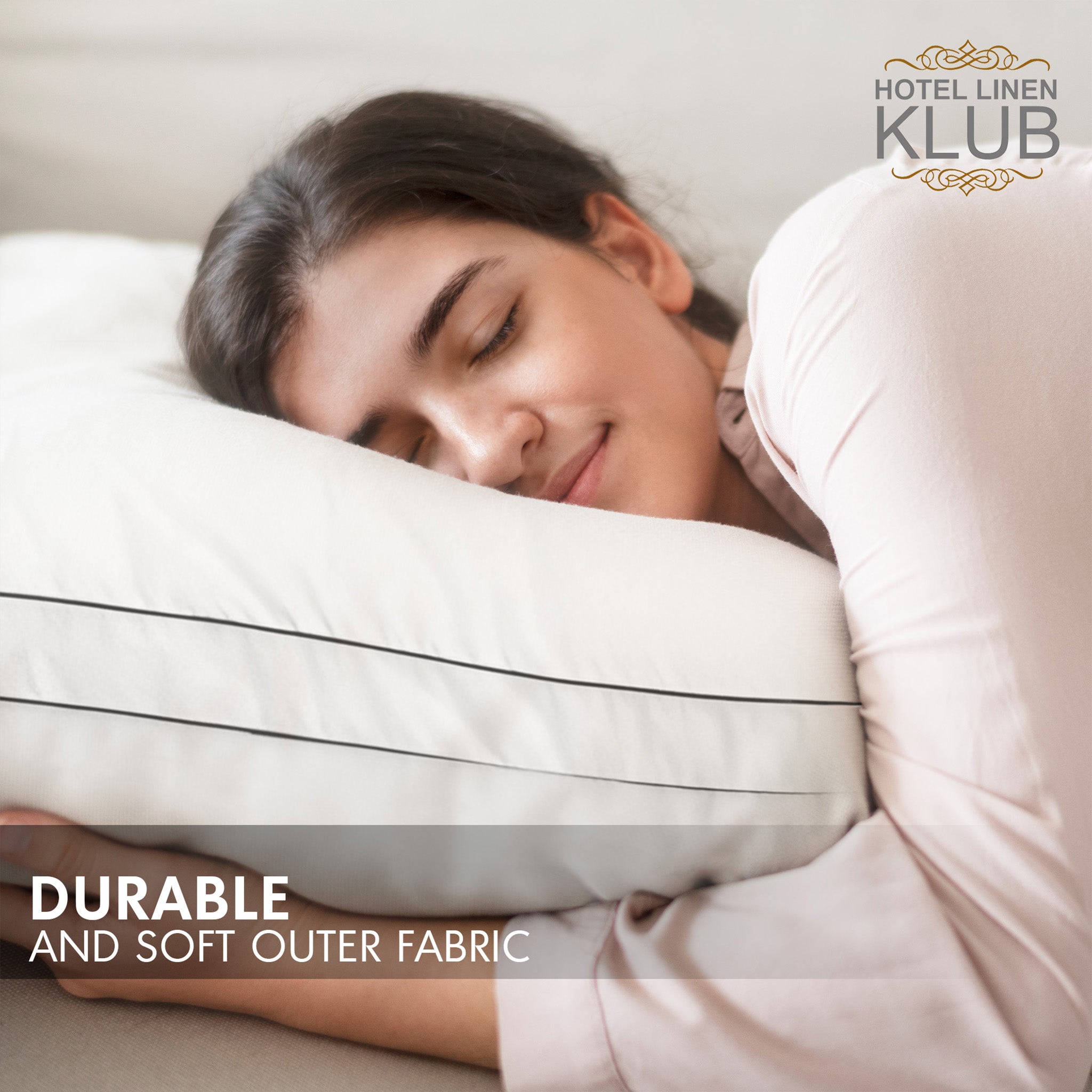 Hotel Linen Klub Down-Proof Double-Piped Pillow – 233 TC Cotton Cover, Microfiber Fill – White