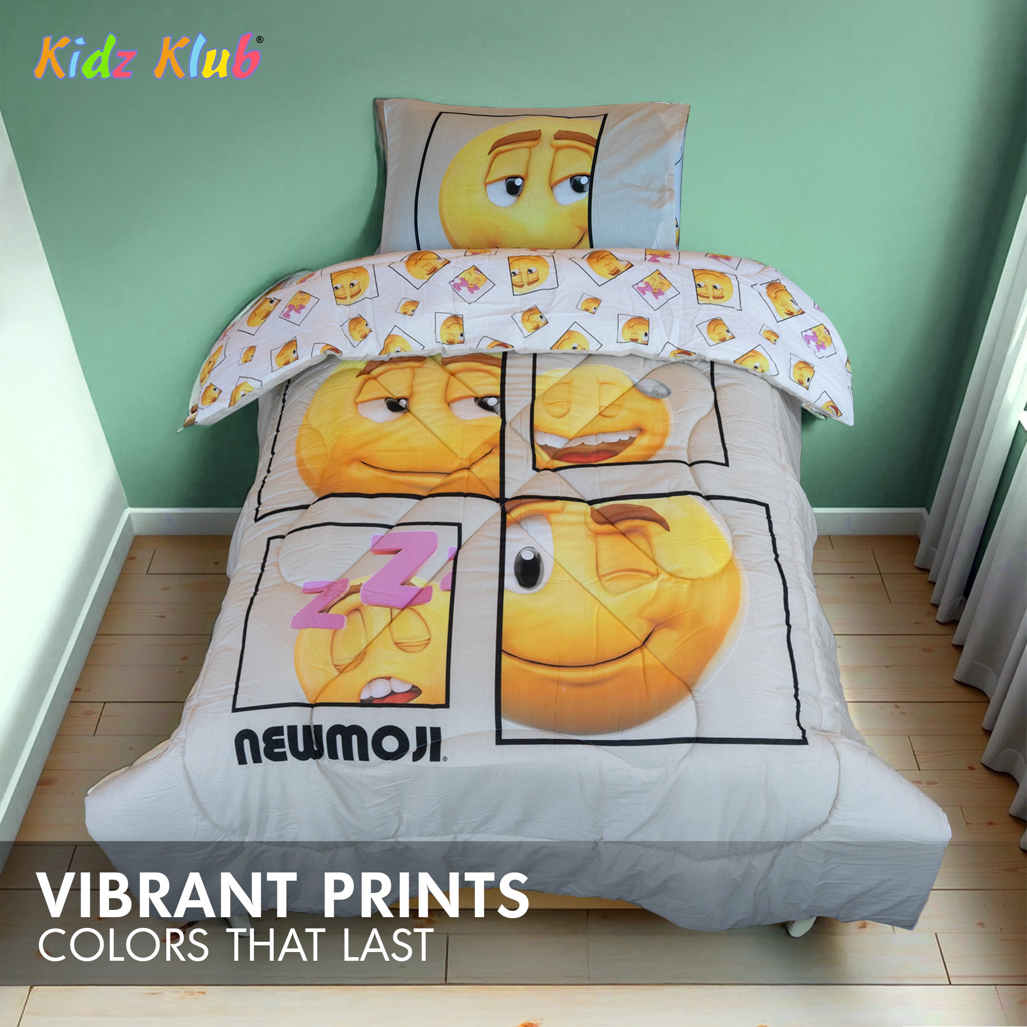 Kidz Klub 2-Piece Kids Emoji Smiley Comforter Set (160x220cm)