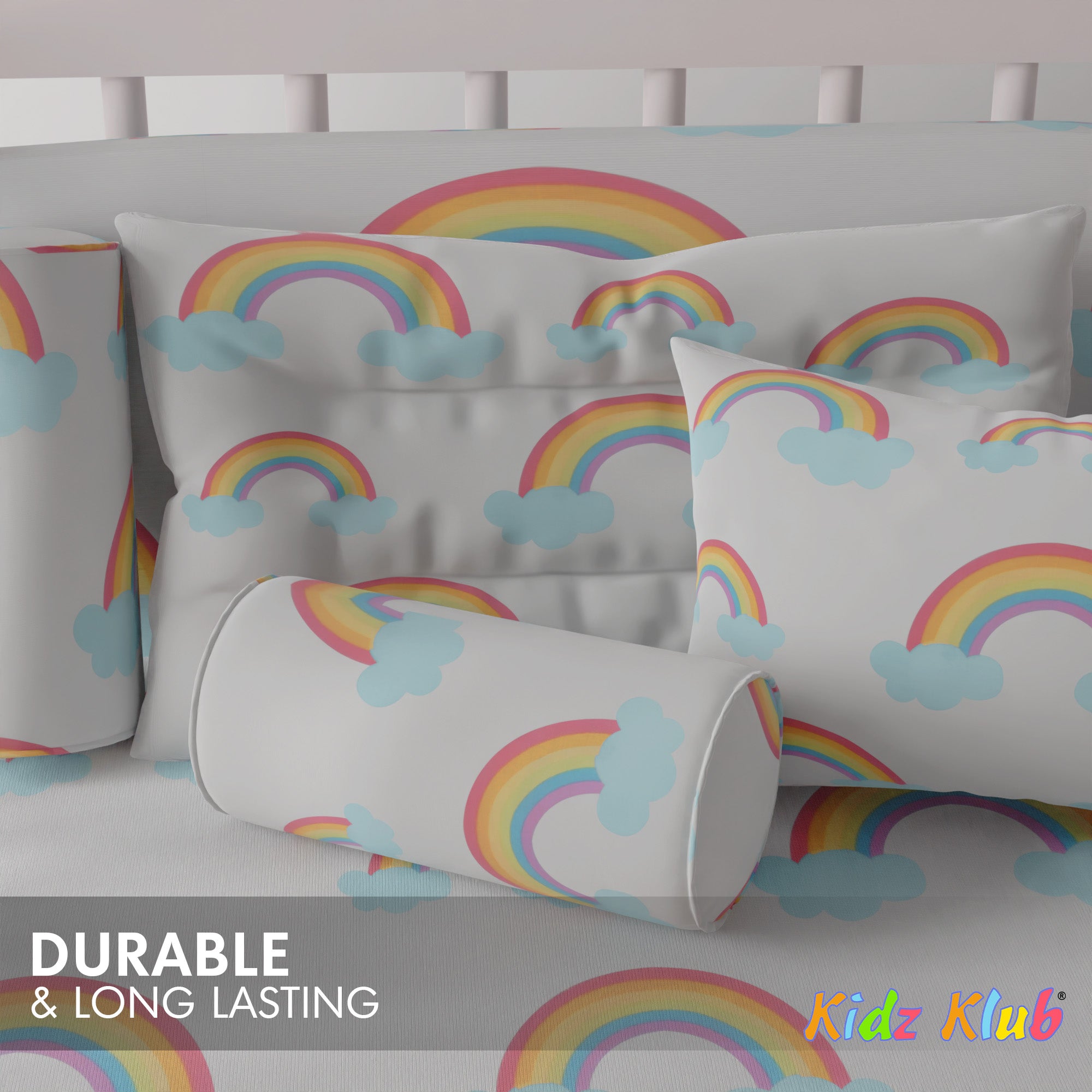 Kidz Klub 7-Piece Baby Cot Bedding Set – Soft Cotton, Cloud White Design