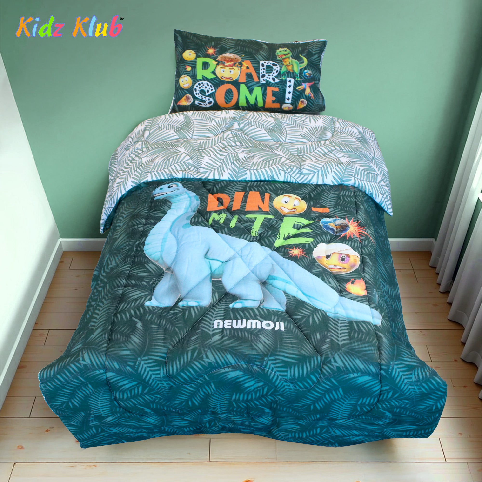 Kidz Klub 2-Piece Kids Dinomite Smiley Comforter Set (135 x 220cm)