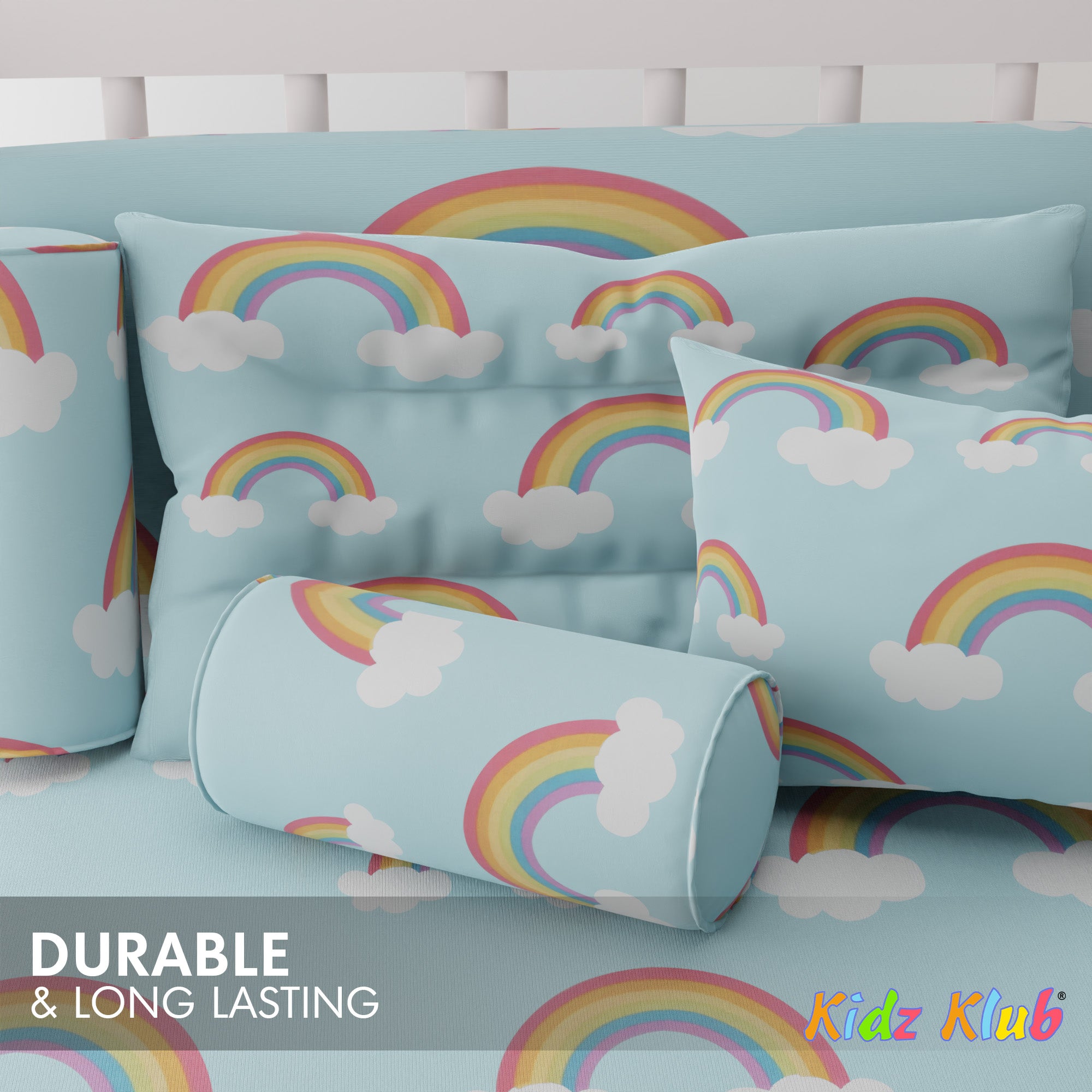 Kidz Klub 7-Piece Baby Cot Bedding Set – Soft Cotton, Cloud Blue Design