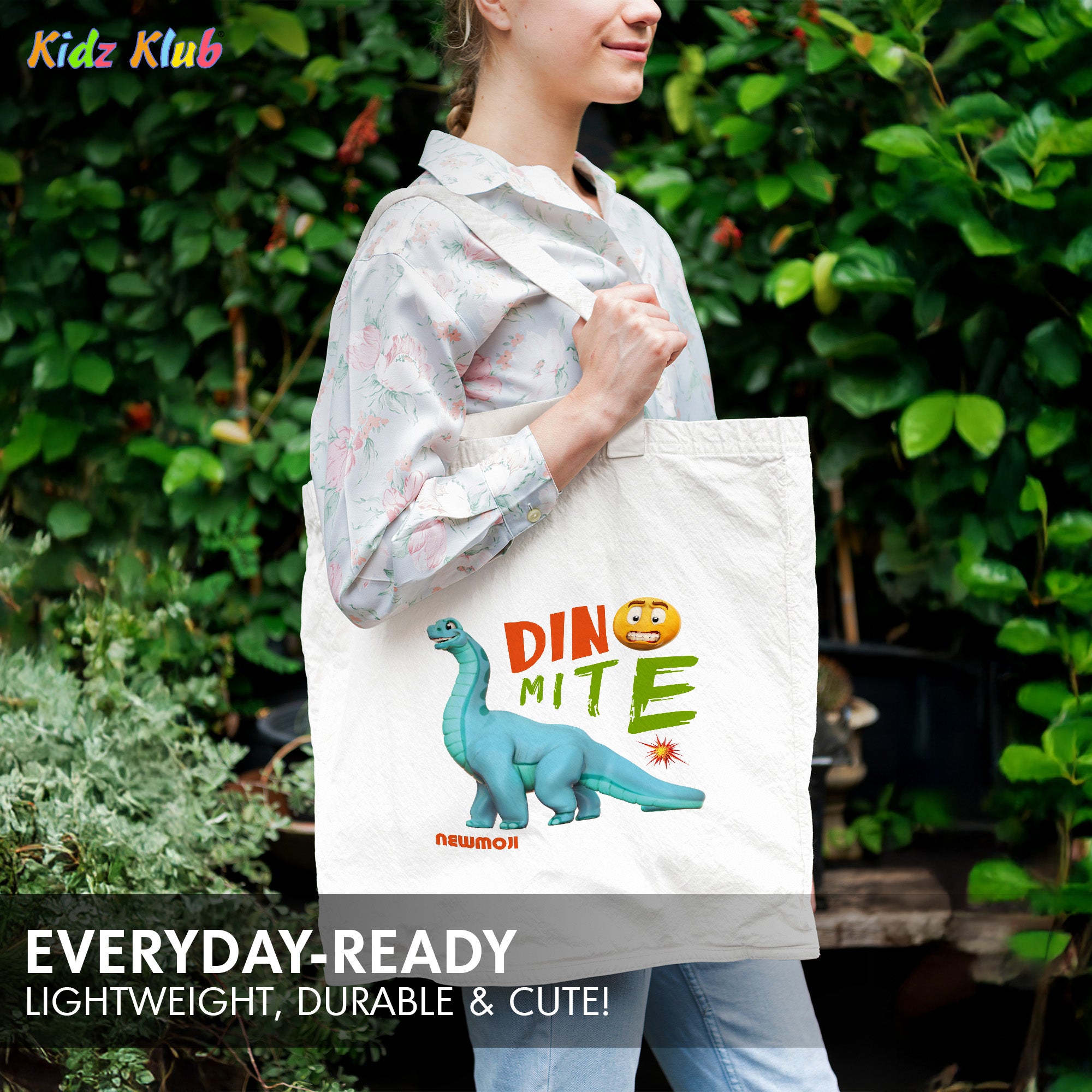 Kidz Klub Cotton Tote bag 40x40 Newmoji design - Pack of 2 - #Love & Dinomite