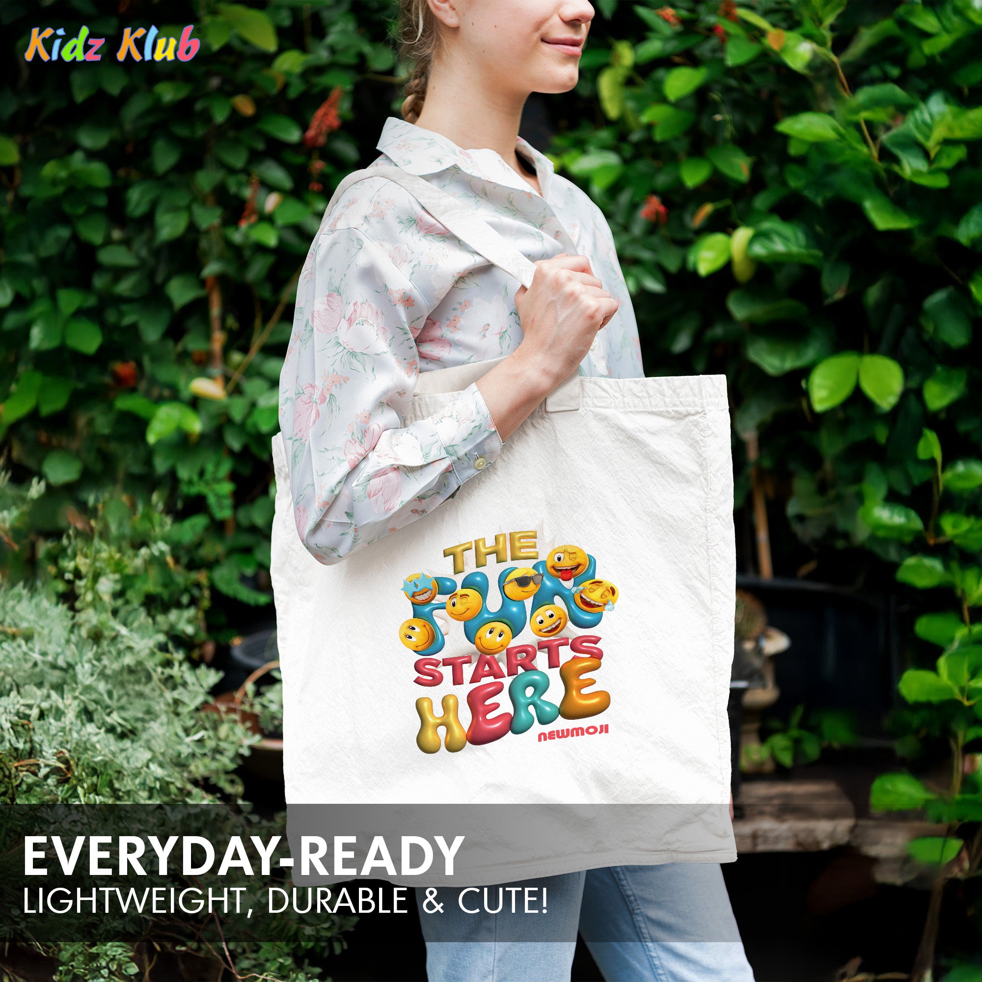 Kidz Klub Cotton Tote bag 40x40 Newmoji design - Pack of 2 - It's All Good & Fun Starts Here