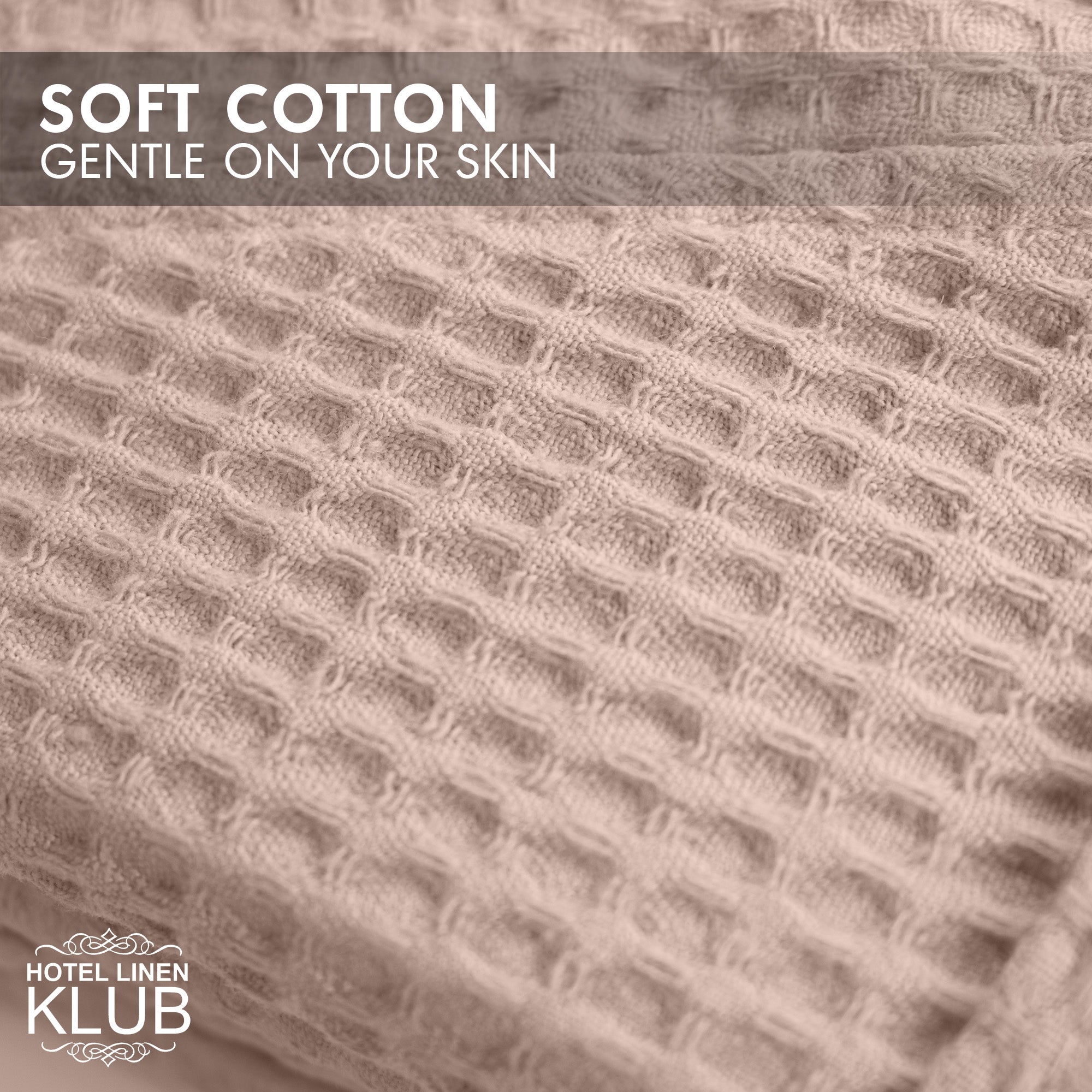 Hotel Linen Klub Cotton Bathrobe Free Size - Unisex Waffle Weave with Belt & Pockets - Beige