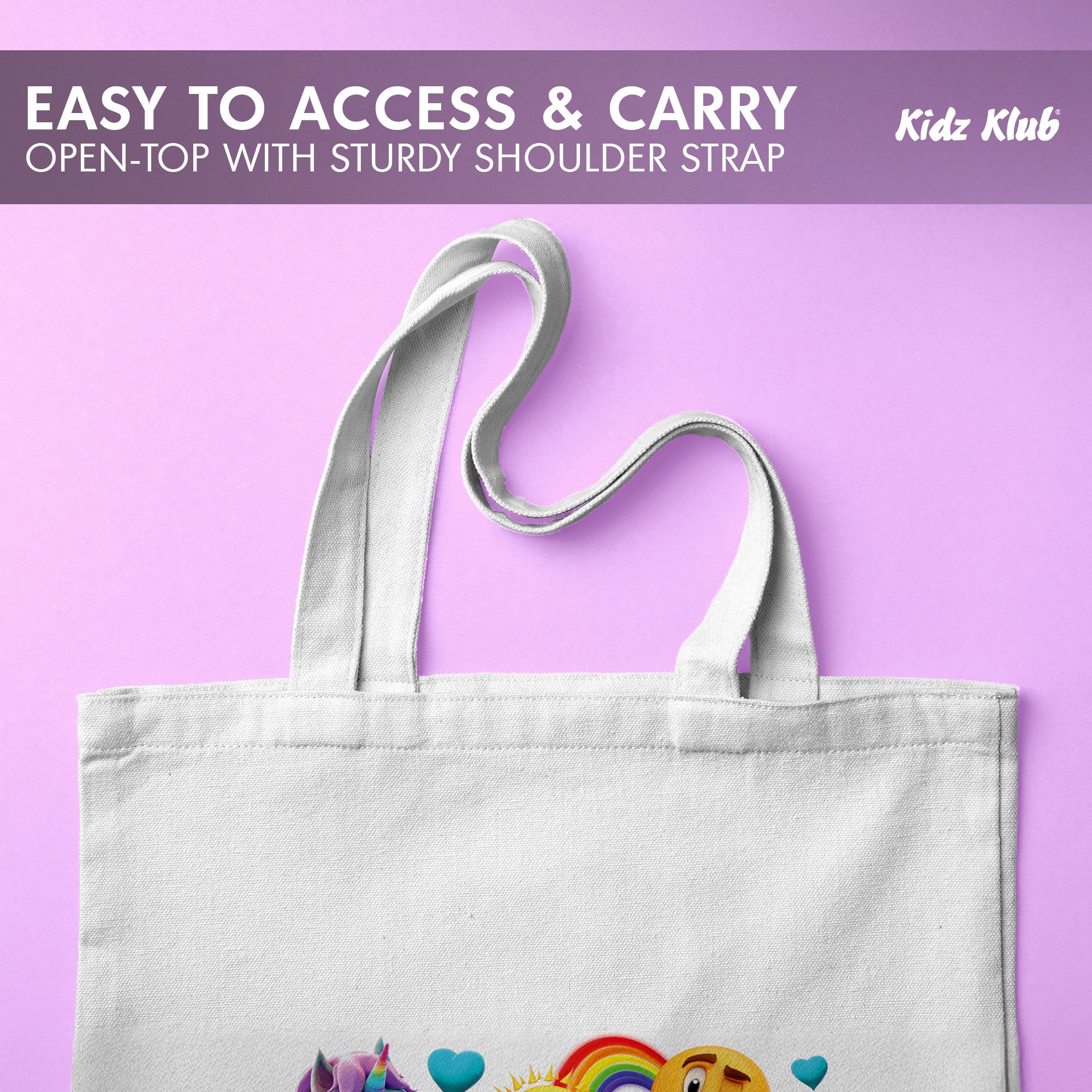 Kidz Klub Cotton Tote bag 40x40 Newmoji design - Pack of 2 - #Love & Dinomite
