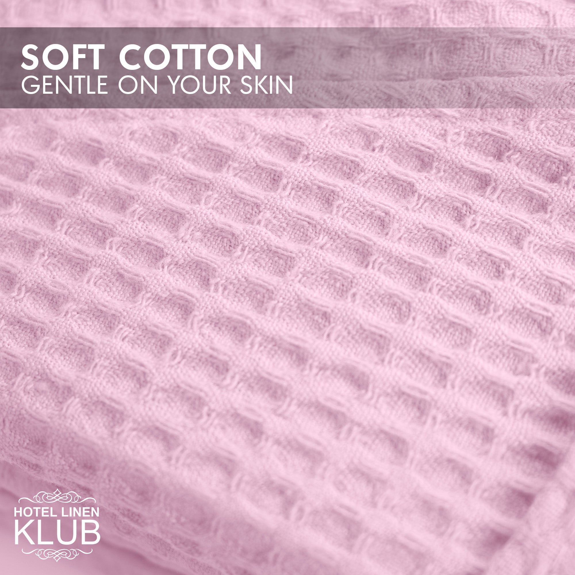 Hotel Linen Klub Cotton Bathrobe Free Size - Unisex Waffle Weave with Belt & Pockets - Pink