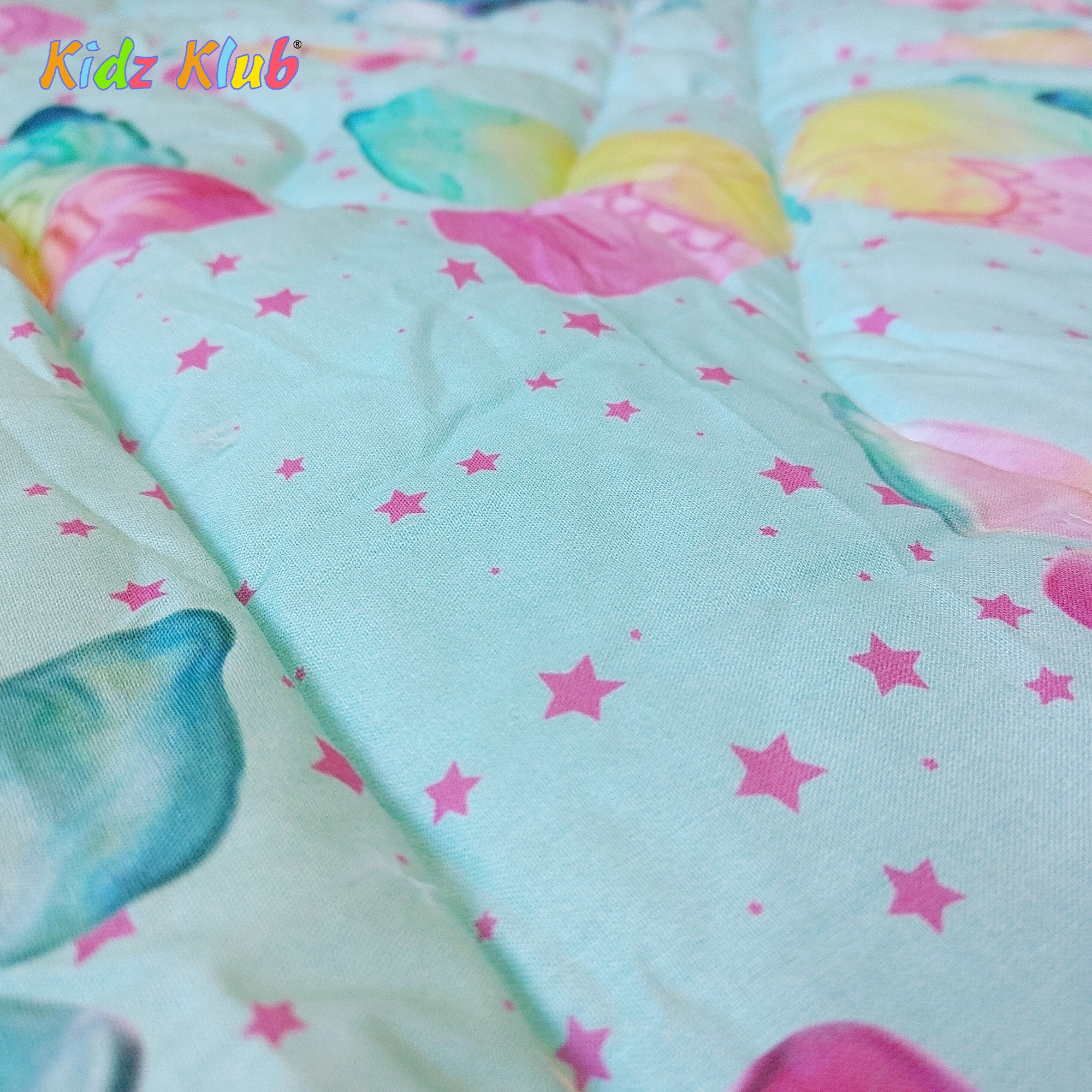 Kidz Klub 7-Piece Baby Cot Bedding Set – Soft Cotton, Blue Butterfly