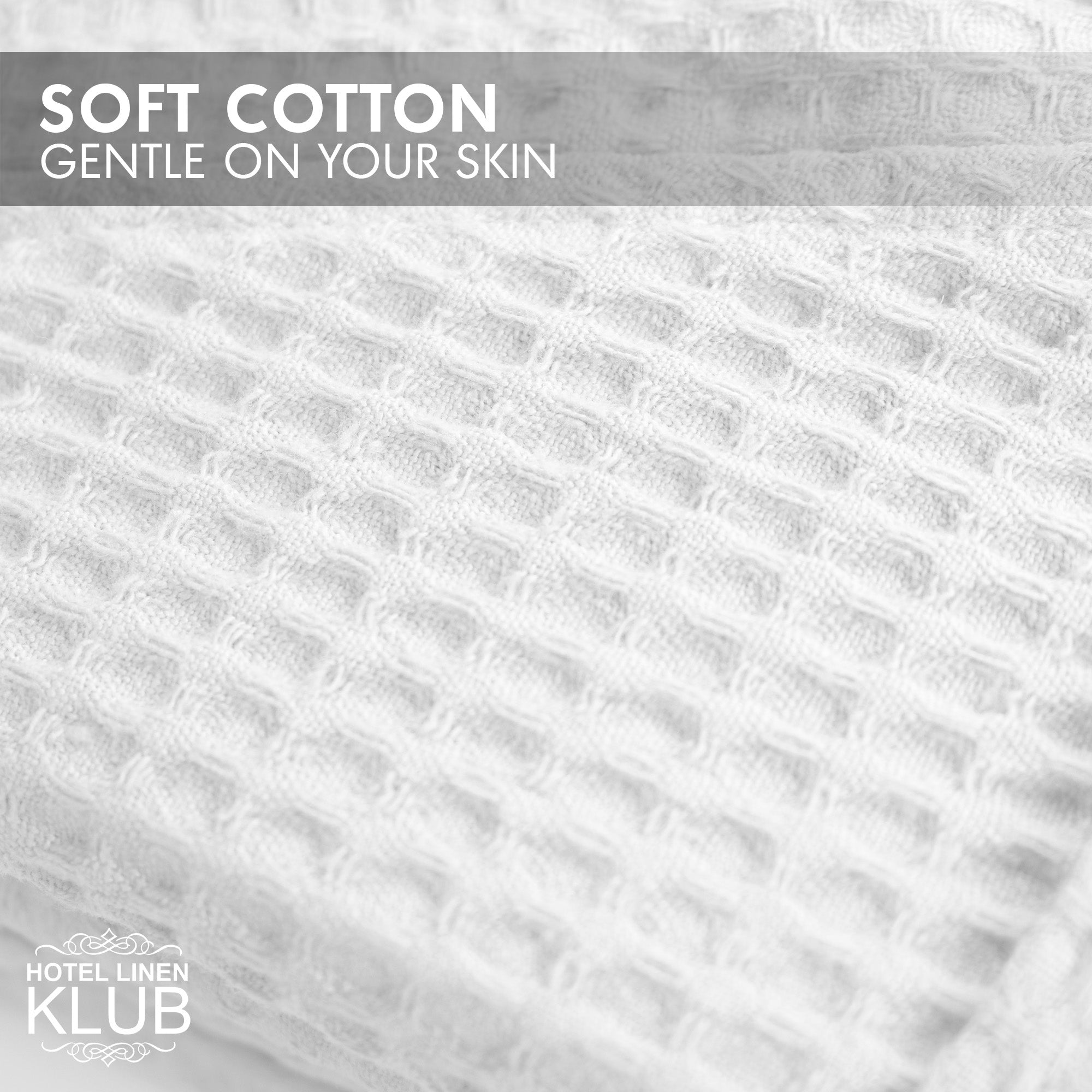 Hotel Linen Klub Cotton Bathrobe Free Size - Unisex Waffle Weave with Belt & Pockets - White