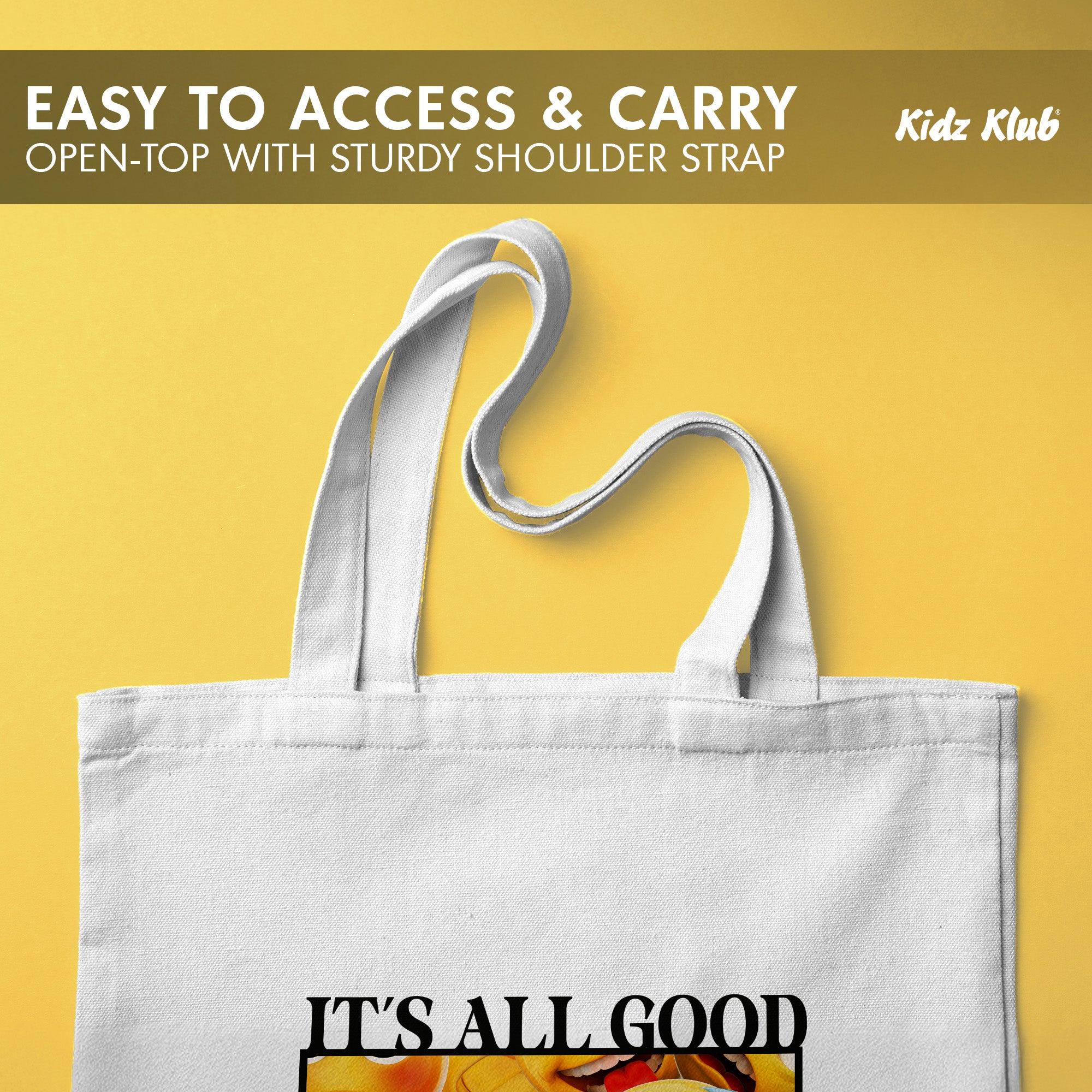 Kidz Klub Cotton Tote bag 40x40 Newmoji design - Pack of 2 - It's All Good & Fun Starts Here