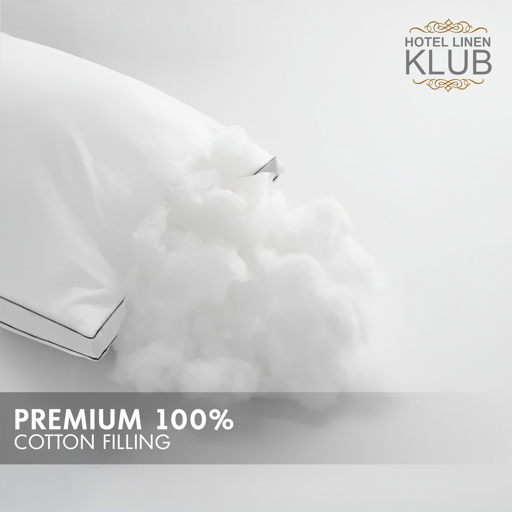 Hotel Linen Klub Down-Proof Double-Piped Pillow – 233 TC Cotton Cover, Microfiber Fill – White