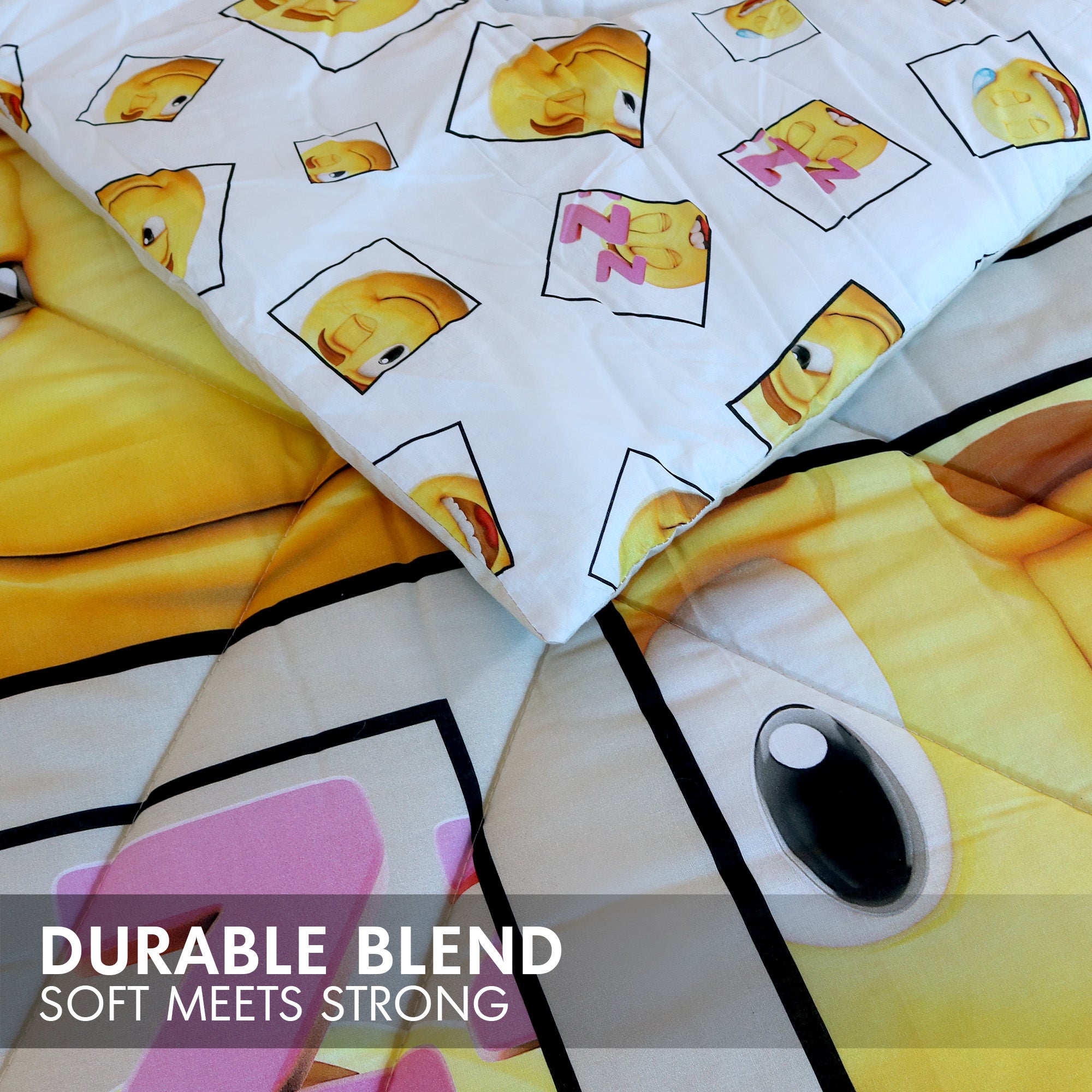 Kidz Klub 2-Piece Kids Emoji Smiley Comforter Set (160x220cm)