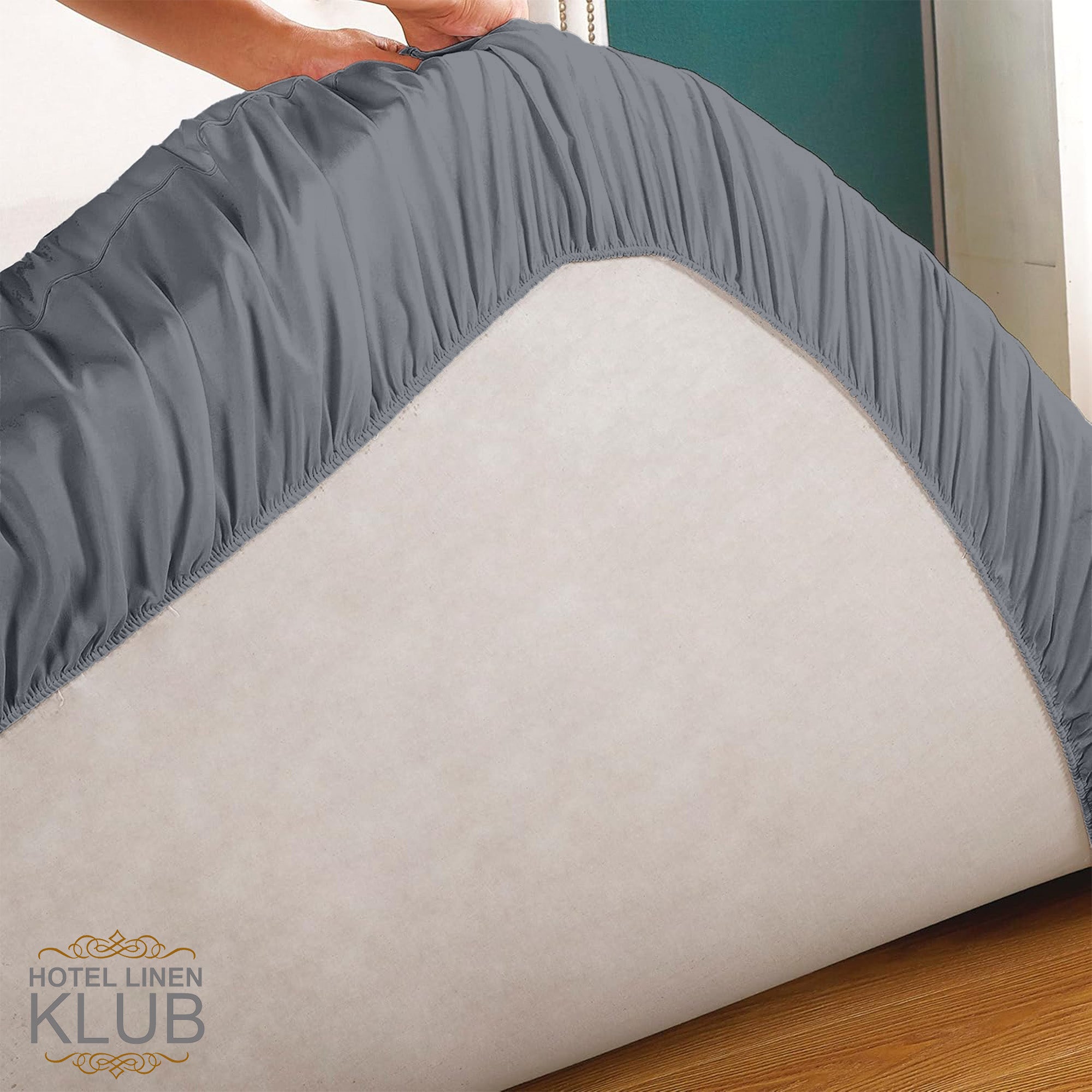 Hotel Linen Klub Fitted Mattress Topper Plain – 800 GSM Premium - Deep Pocket with All-around Elastic - Dark Grey