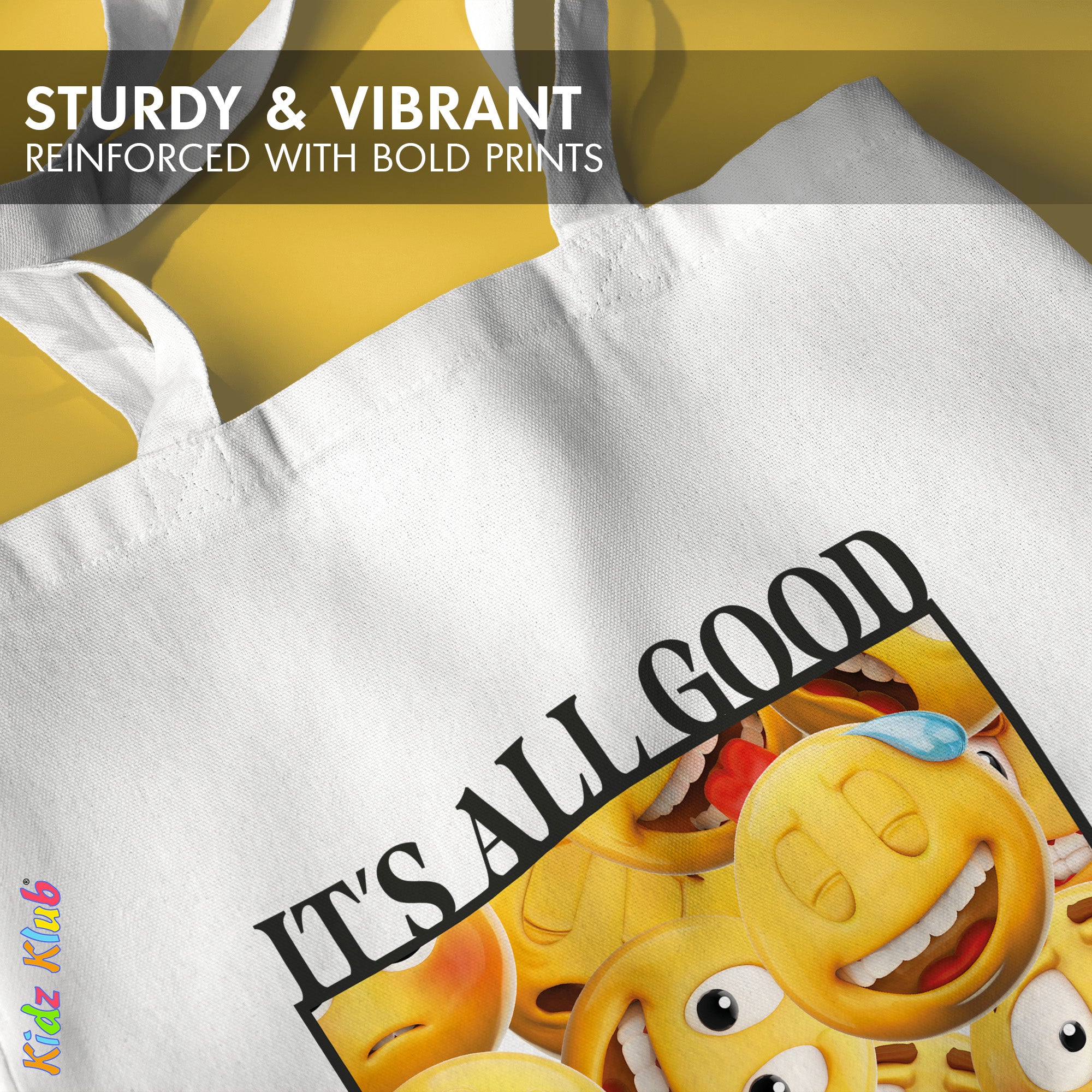 Kidz Klub Cotton Tote bag 40x40 Newmoji design - Pack of 4