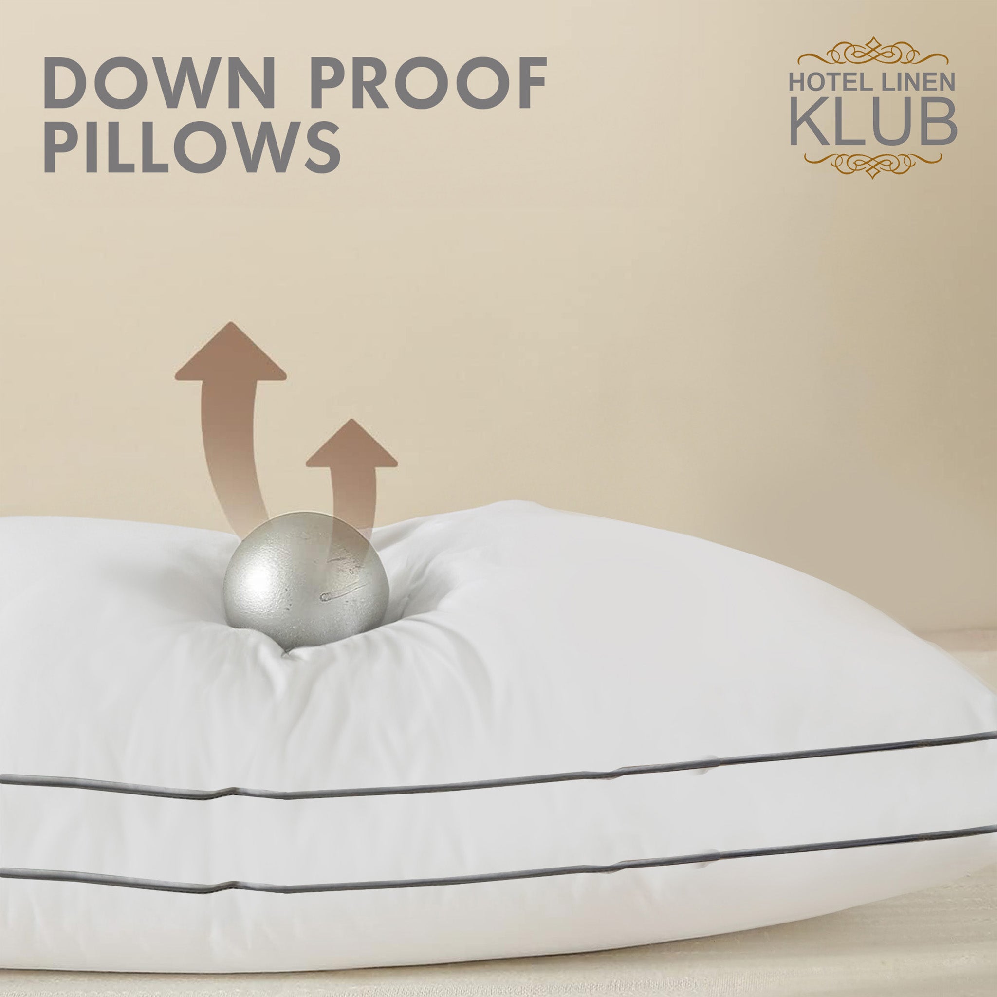 Hotel Linen Klub Down-Proof Double-Piped Pillow – 233 TC Cotton Cover, Microfiber Fill – White