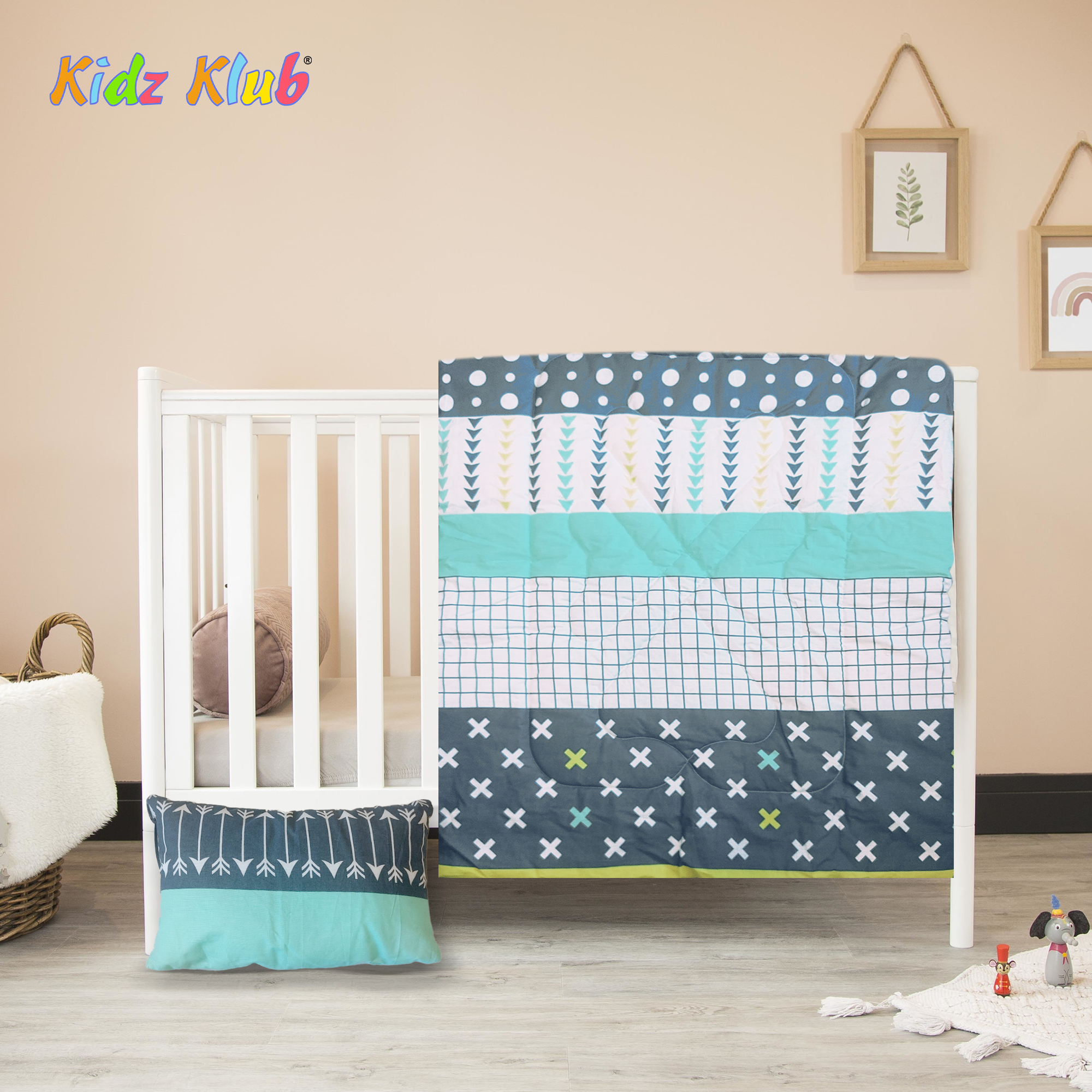 Kidz Klub 7-Piece Baby Cot Bedding Set – Soft Cotton, Adventure Design
