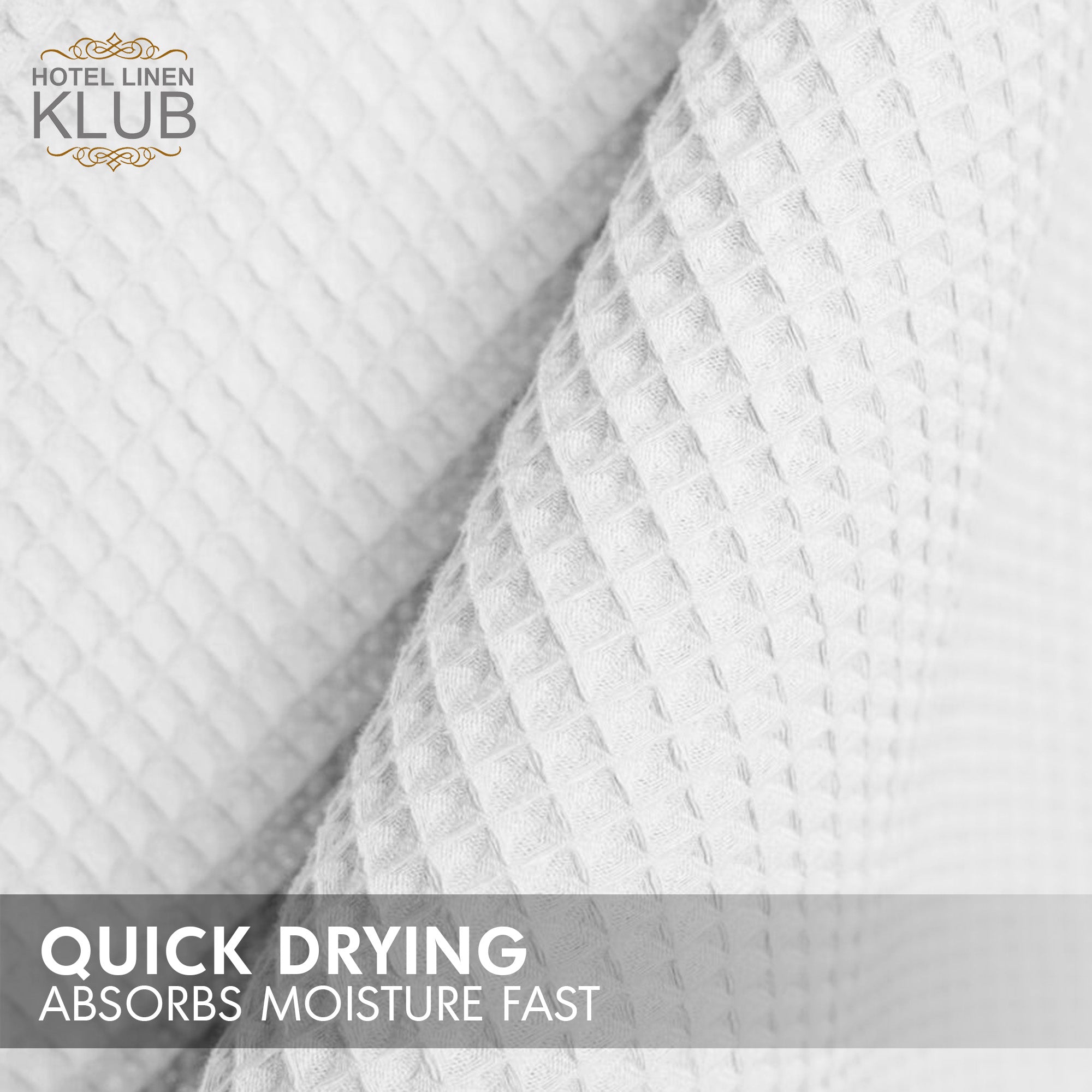 Hotel Linen Klub Cotton Bathrobe Free Size - Unisex Waffle Weave with Belt & Pockets - White