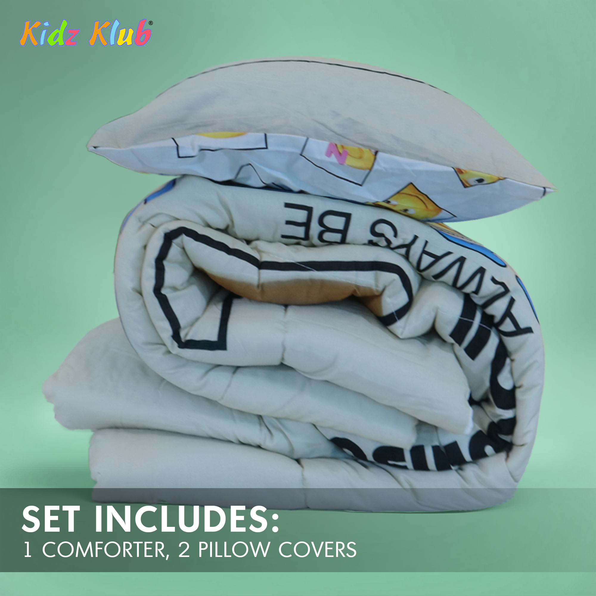 Kidz Klub 2-Piece Kids Emoji Smiley Comforter Set (160x220cm)