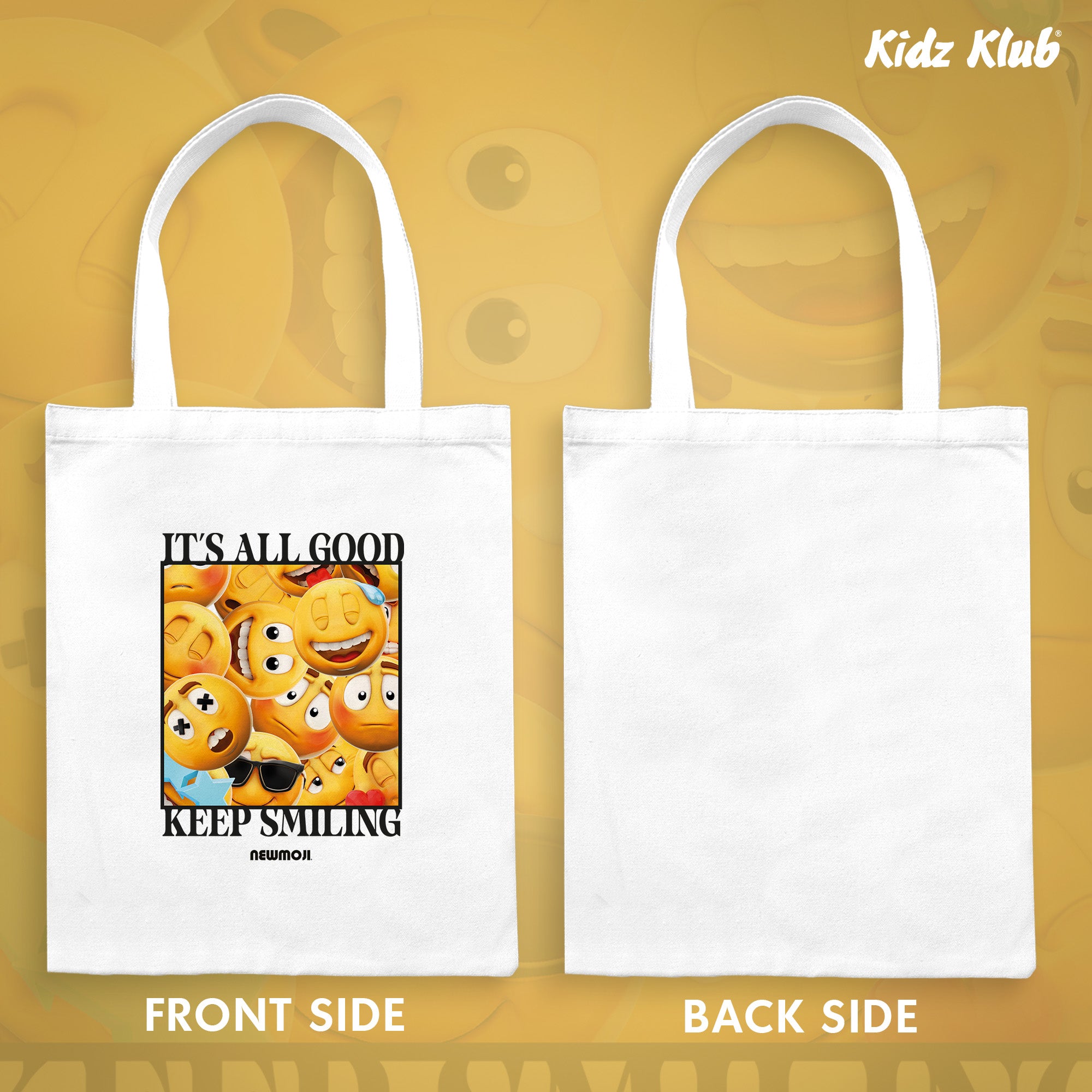 Kidz Klub Cotton Tote bag 40x40 Newmoji design - Pack of 2 - It's All Good & Fun Starts Here