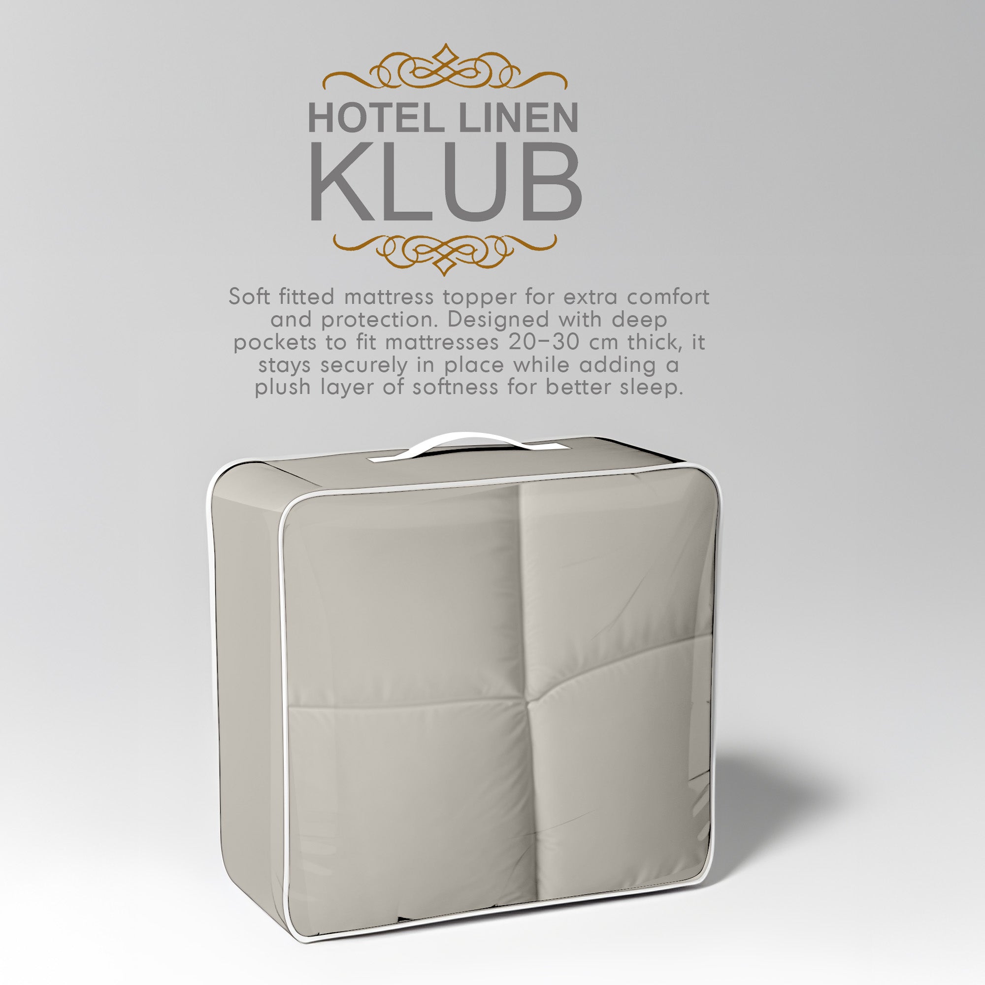 Hotel Linen Klub Fitted Mattress Topper Plain – 800 GSM Premium - Deep Pocket with All-around Elastic - Stone