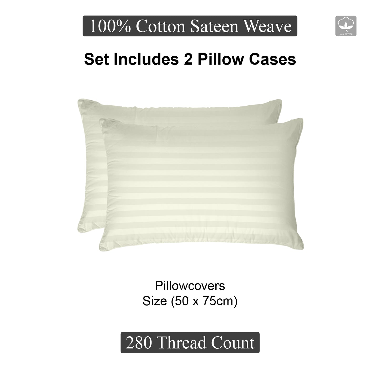 Cream Stripe Standered Sateen Pillowcase