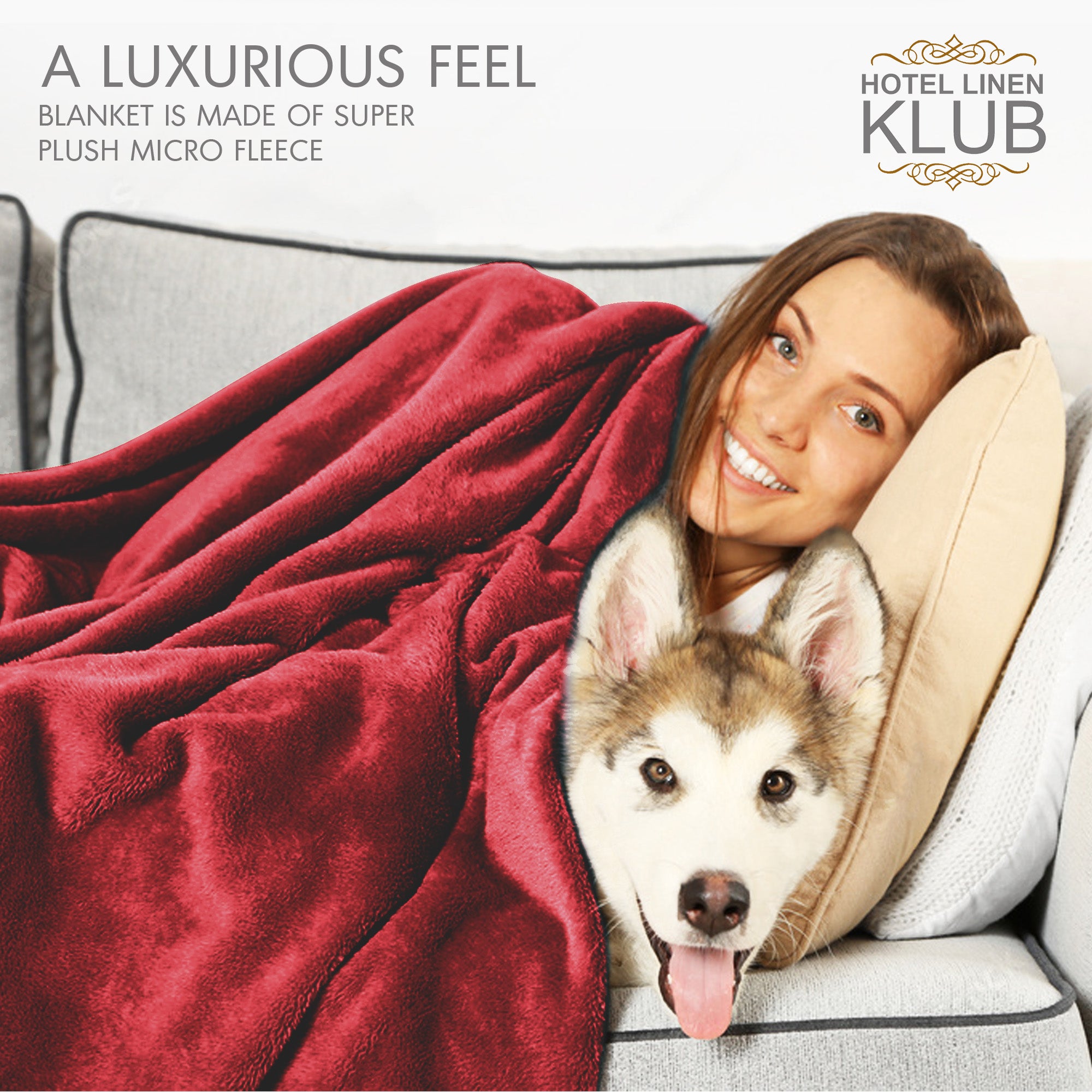 Hotel Linen Klub Micro Fleece Blanket – Ultra-Soft 260 GSM Flannel Throw for Warmth & Comfort - Red Velvet
