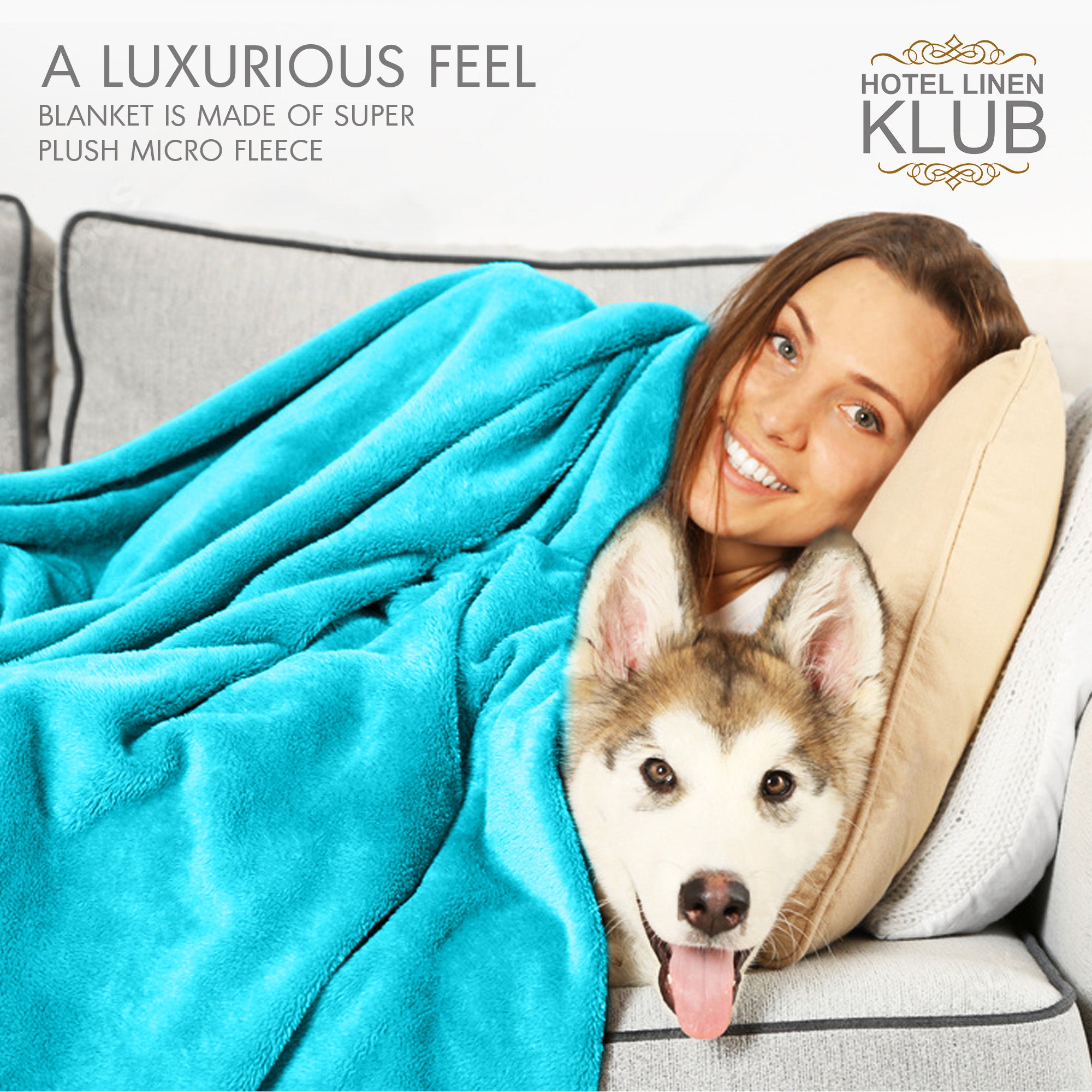 Hotel Linen Klub Micro Fleece Blanket – Ultra-Soft 260 GSM Flannel Throw for Warmth & Comfort - Turquoise