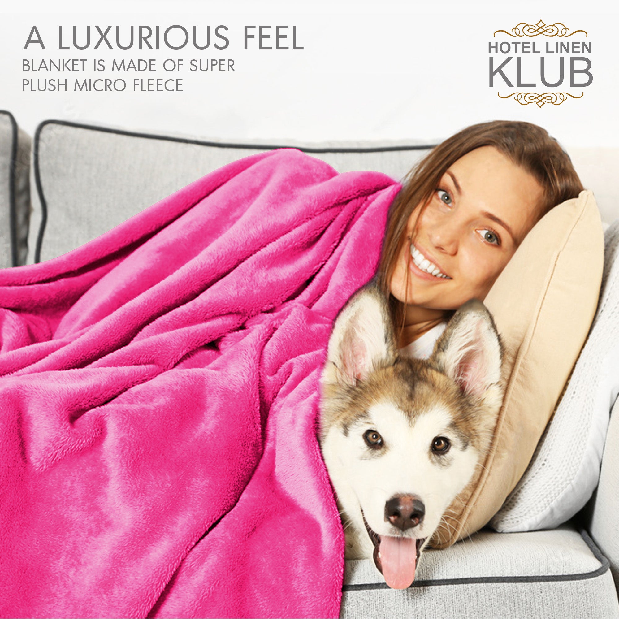 Hotel Linen Klub Micro Fleece Blanket – Ultra-Soft 260 GSM Flannel Throw for Warmth & Comfort - Fuschia Pink